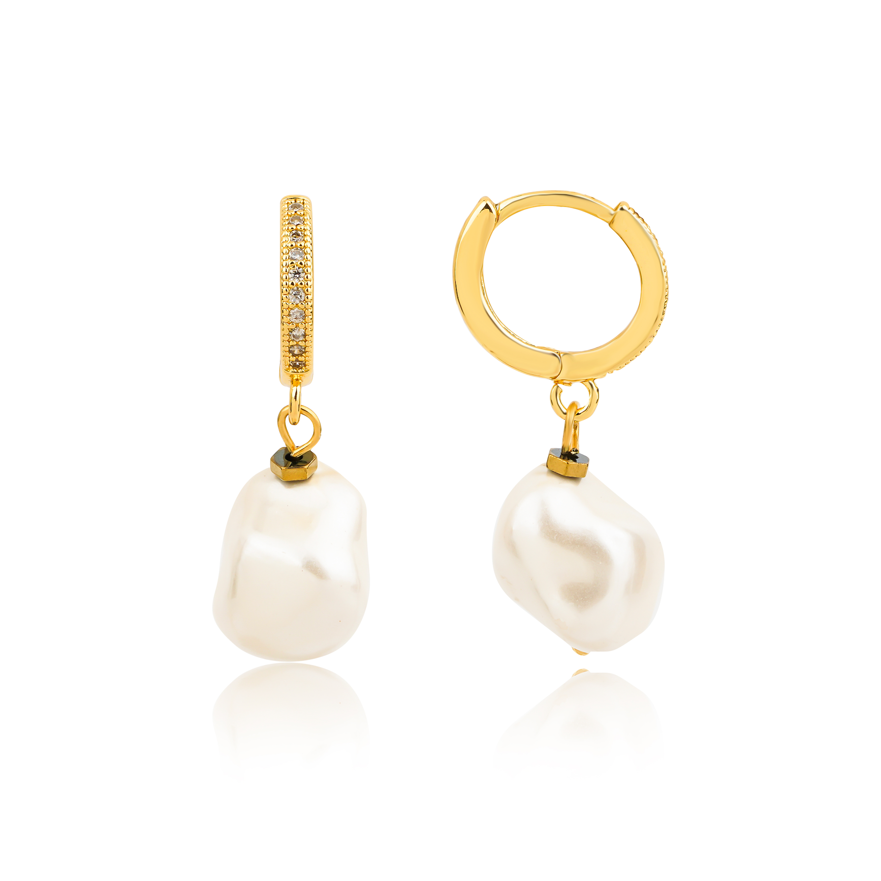 Berrin özkan-White Dusk Baroque Pearl Earrings-Earring-1-Milagron.com