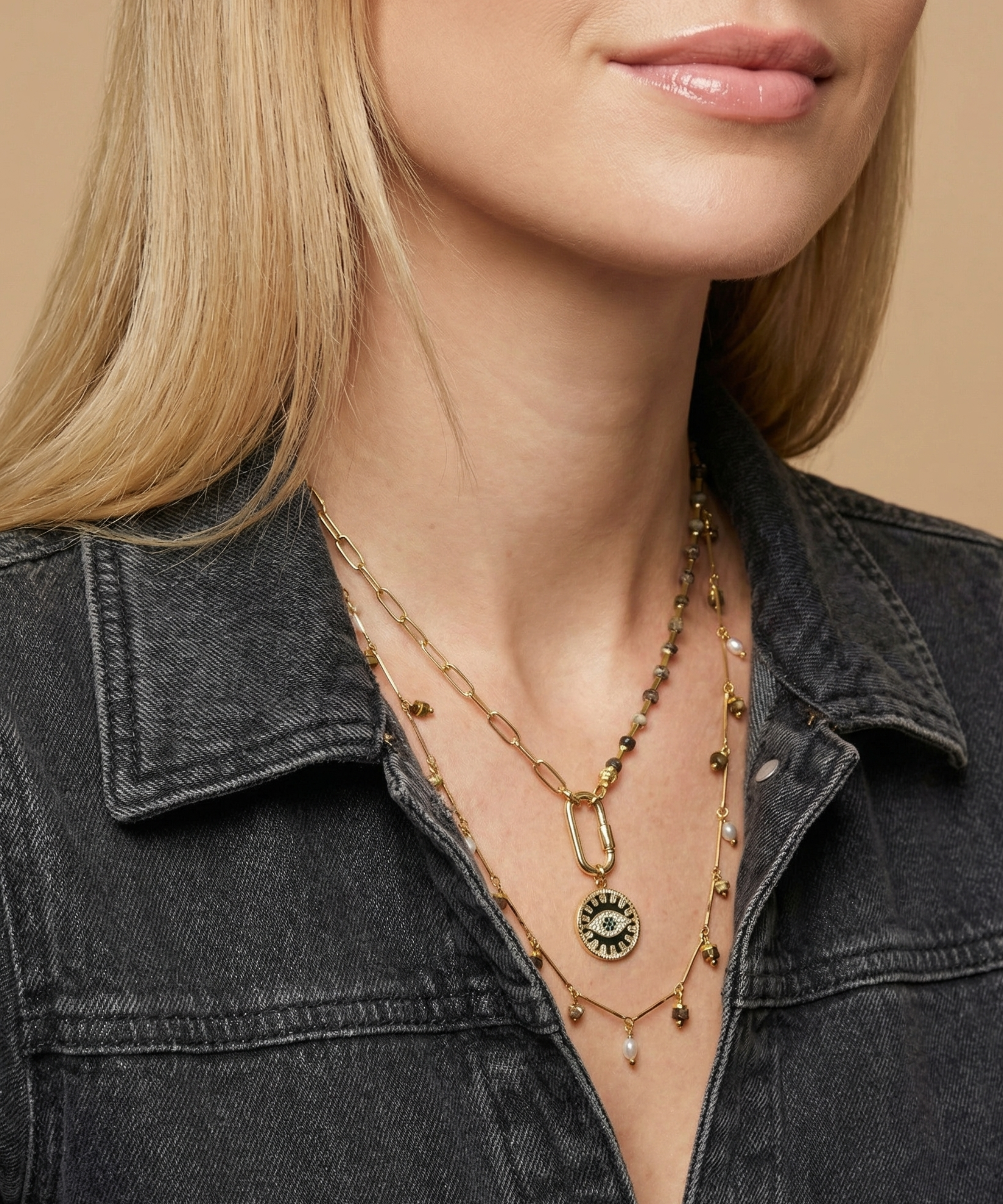 Berrin özkan-Your Side Black Nazar Necklace-Necklaces-2-Milagron.com