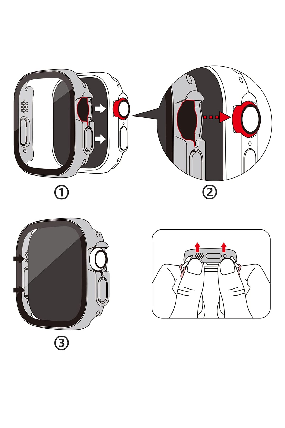 Apple Watch Ultra Uyumlu Ekran Koruyucu Kasa Tuş Korumalı Şeffaf