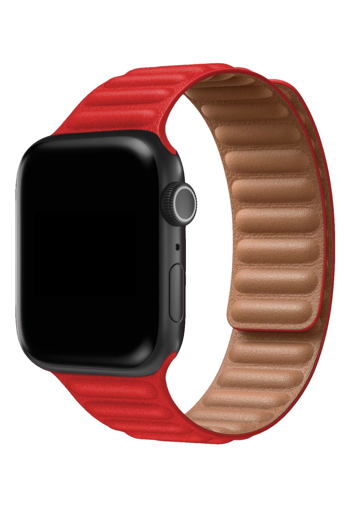 Apple Watch Uyumlu Baklalı Deri Loop Kordon Core Kırmızı