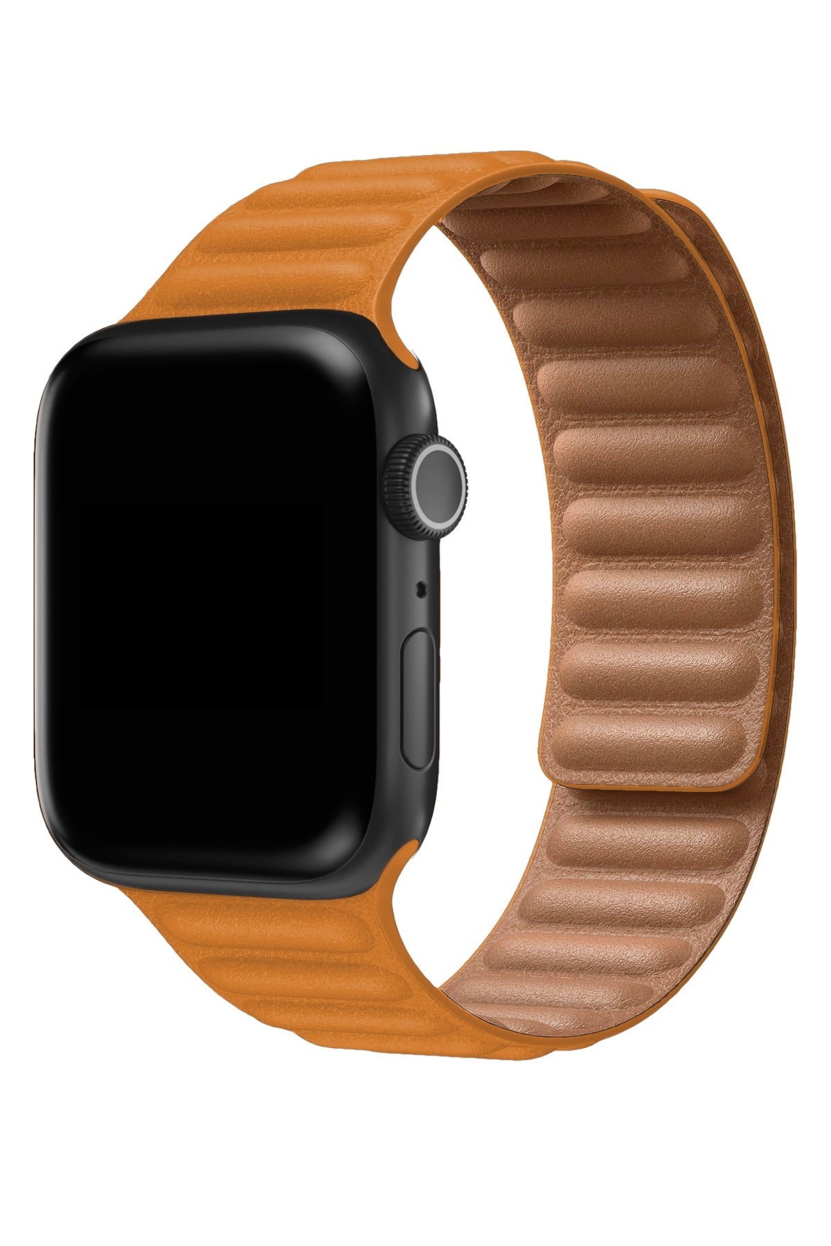 Apple Watch Uyumlu Baklalı Deri Loop Kordon Peel Turuncu