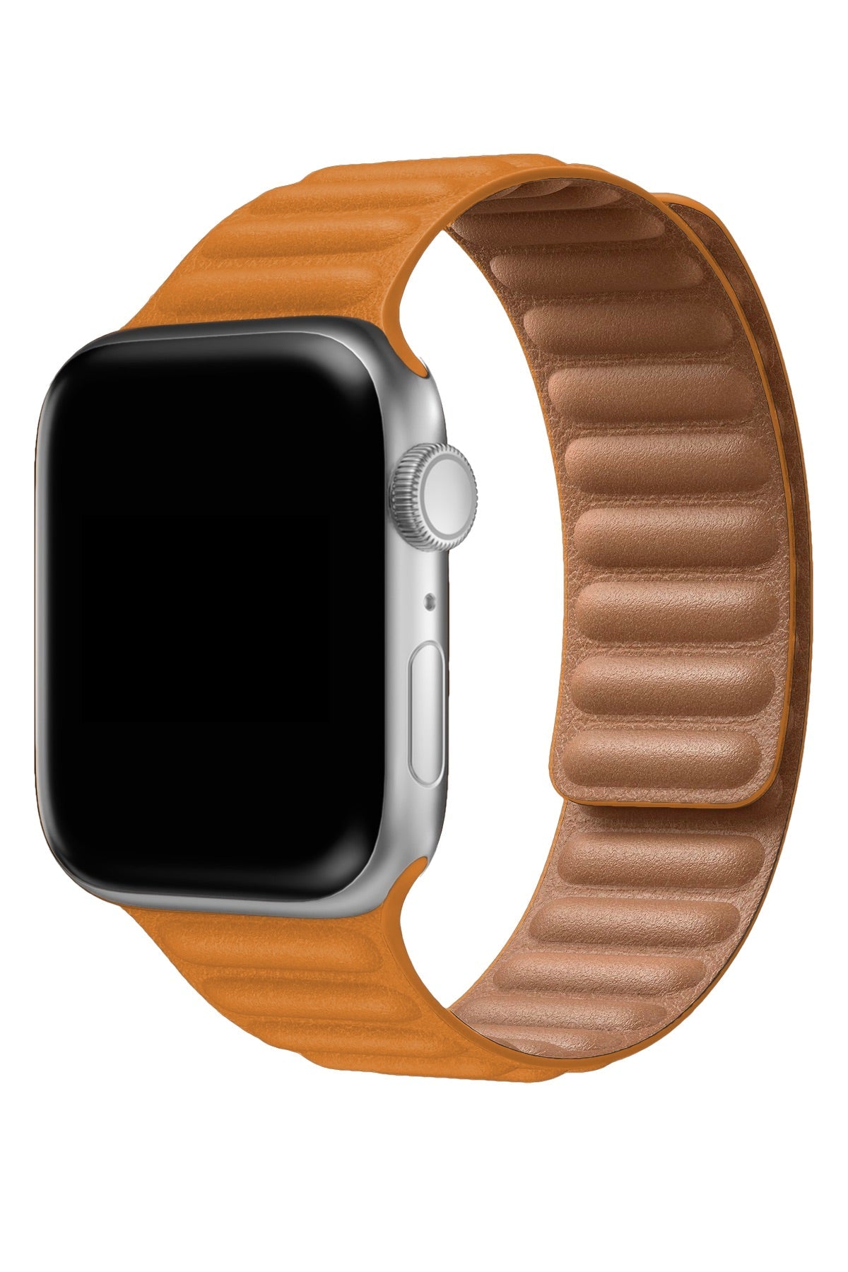 Apple Watch Uyumlu Baklalı Deri Loop Kordon Peel Turuncu