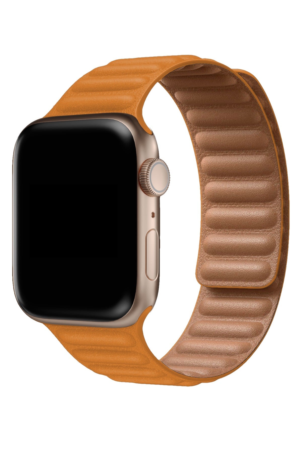 Apple Watch Uyumlu Baklalı Deri Loop Kordon Peel Turuncu