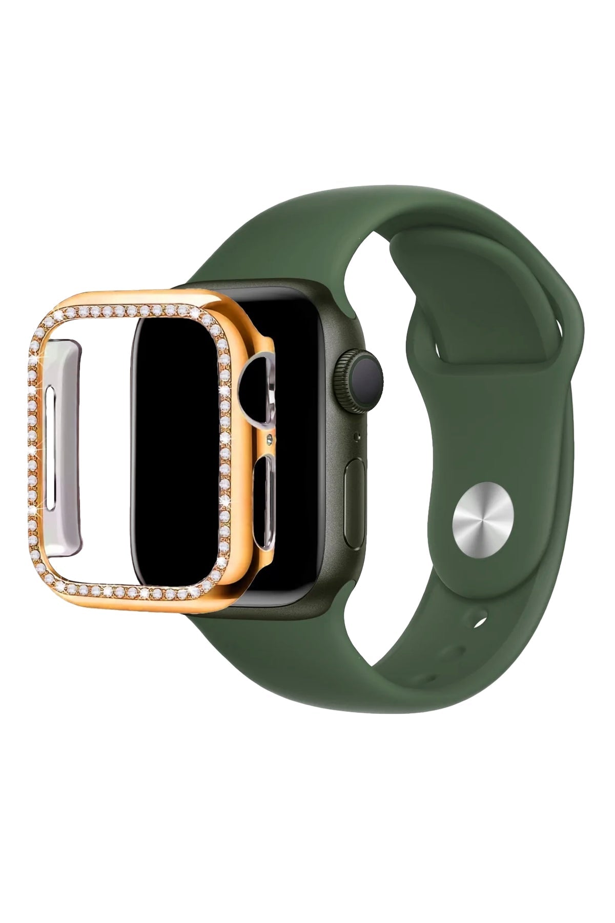 Apple Watch Uyumlu Bumper Taşlı Parlak Kasa Bronze