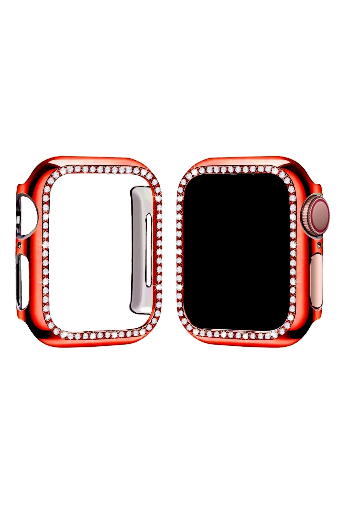 Apple Watch Uyumlu Bumper Taşlı Parlak Kasa Merlot