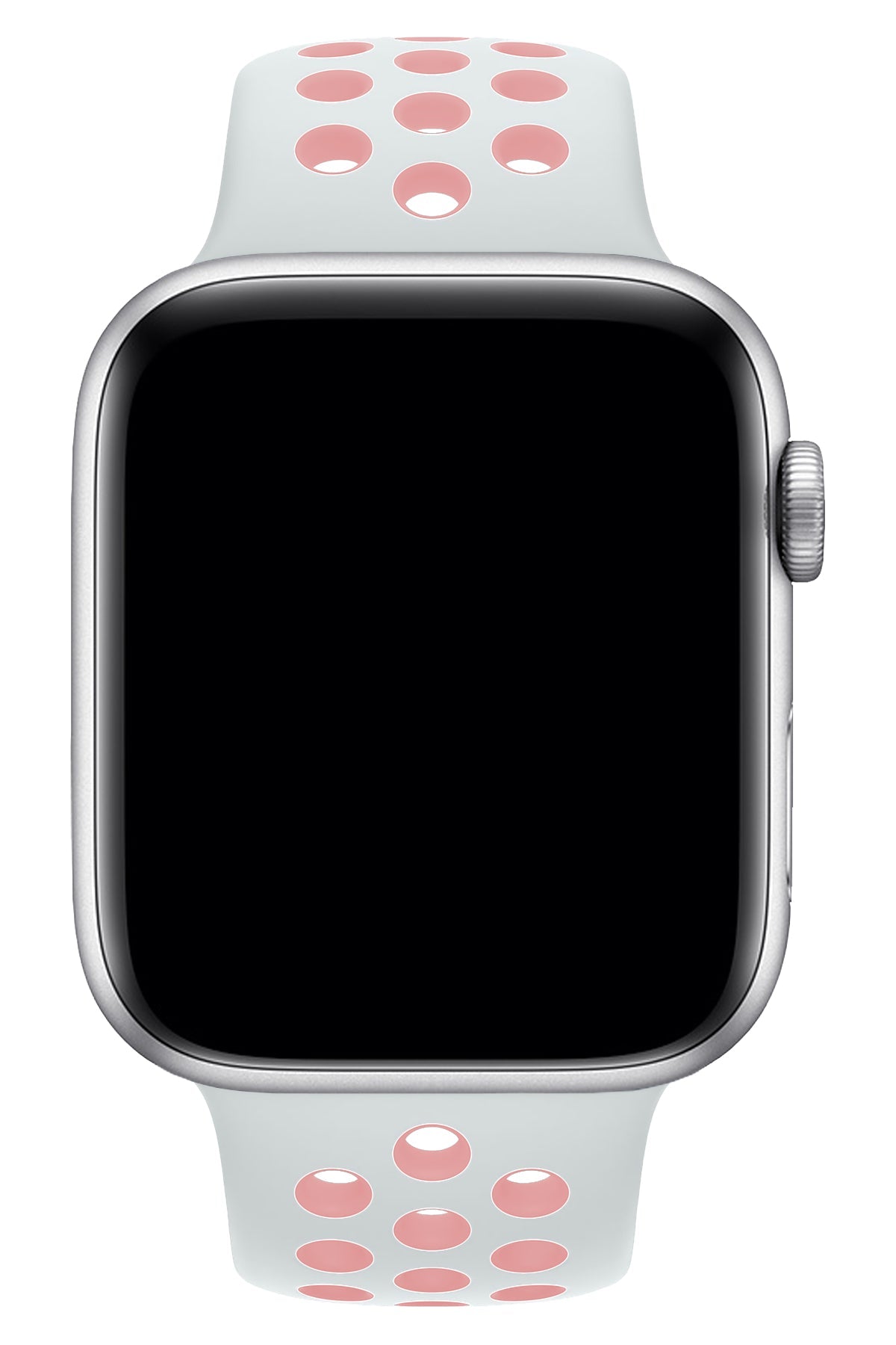 Apple Watch Uyumlu Silikon Delikli Spor Kordon Beyaz Kum Pembe