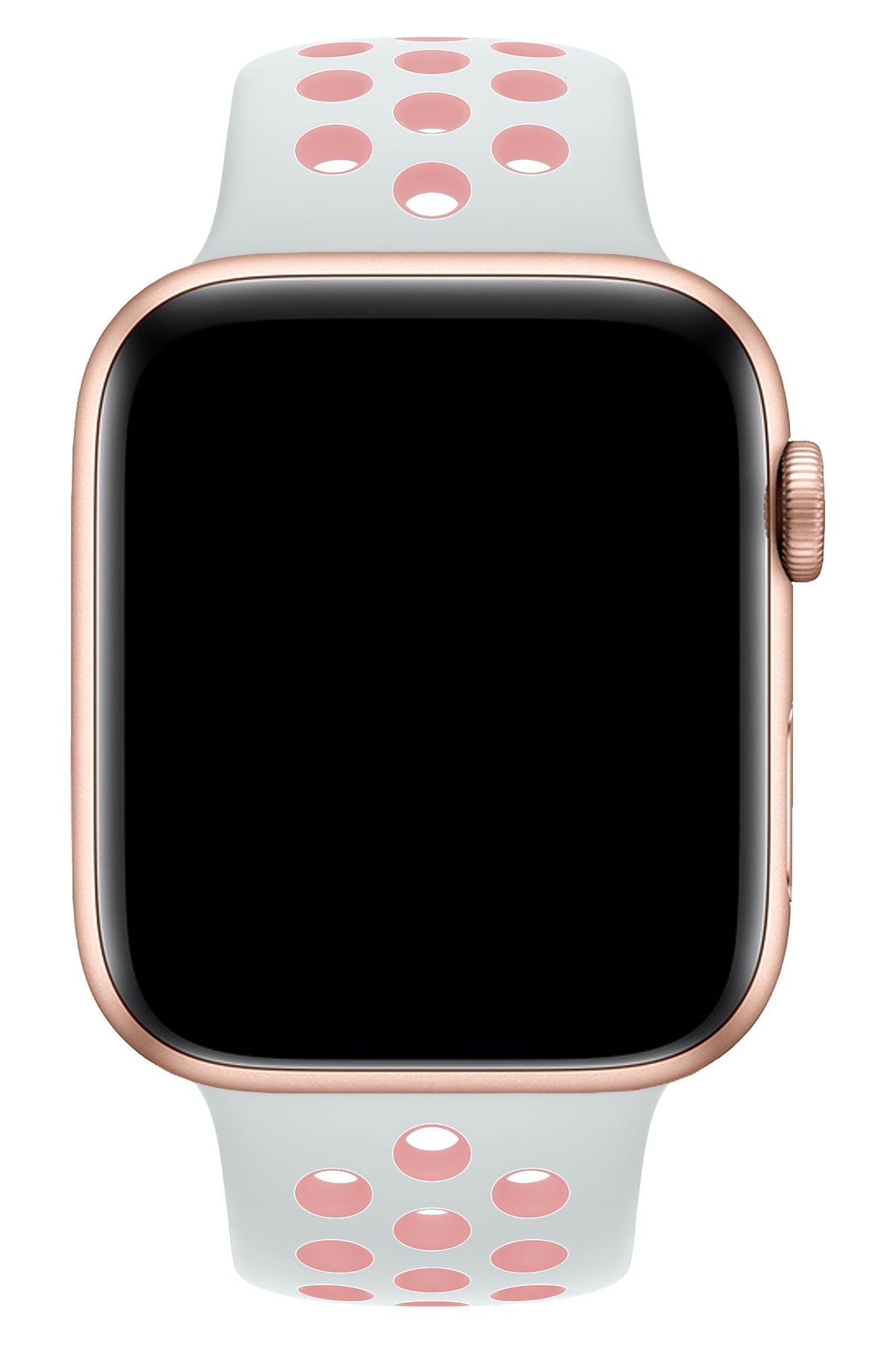 Apple Watch Uyumlu Silikon Delikli Spor Kordon Beyaz Kum Pembe