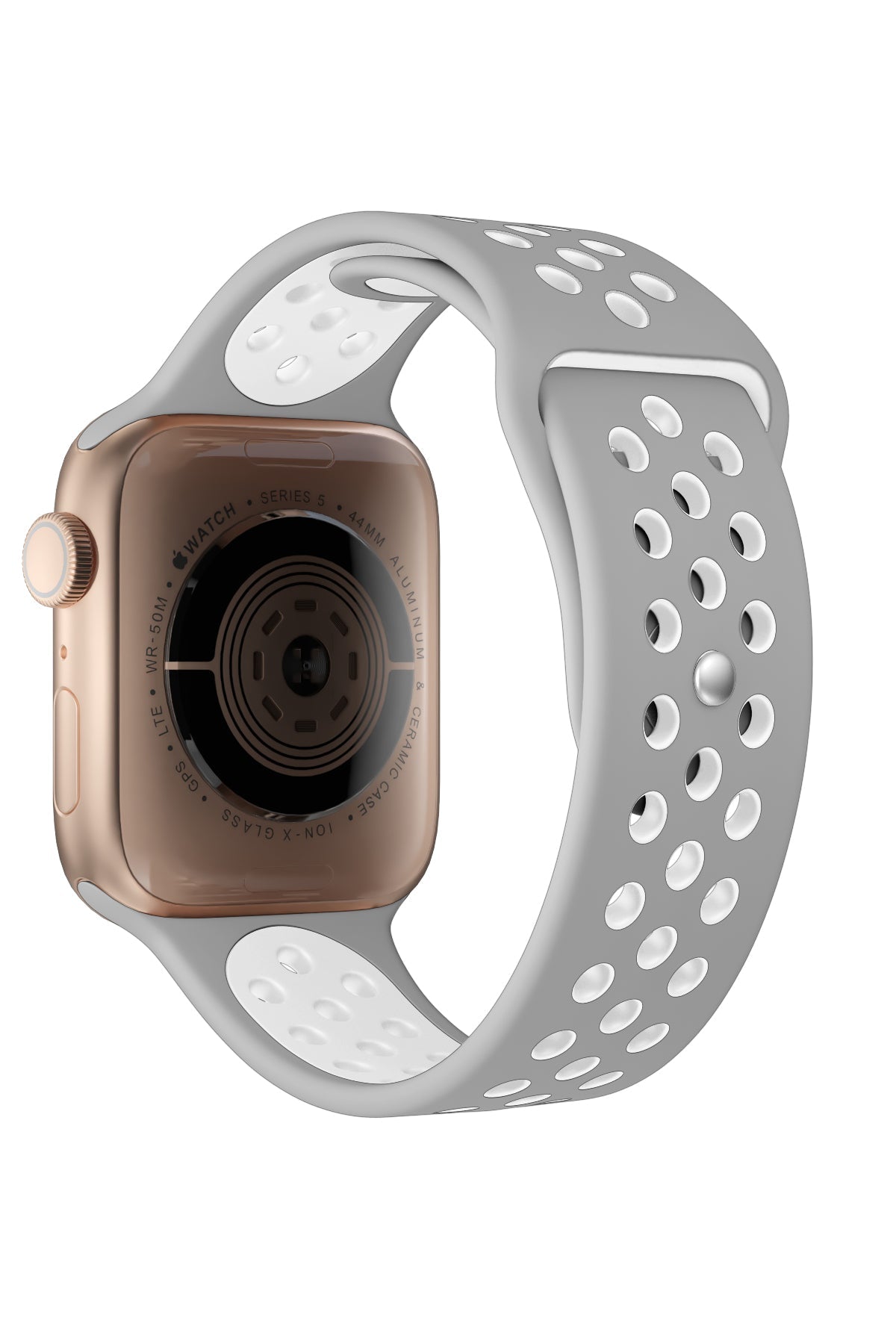 Apple Watch Uyumlu Silikon Delikli Spor Kordon Gri Beyaz