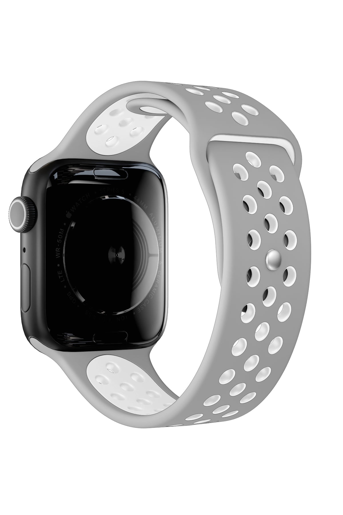 Apple Watch Uyumlu Silikon Delikli Spor Kordon Gri Beyaz