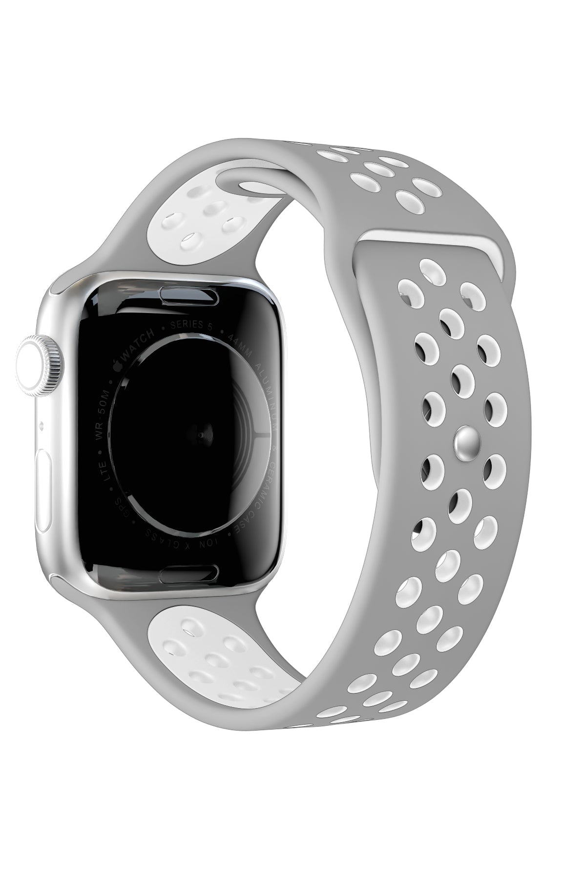 Apple Watch Uyumlu Silikon Delikli Spor Kordon Gri Beyaz