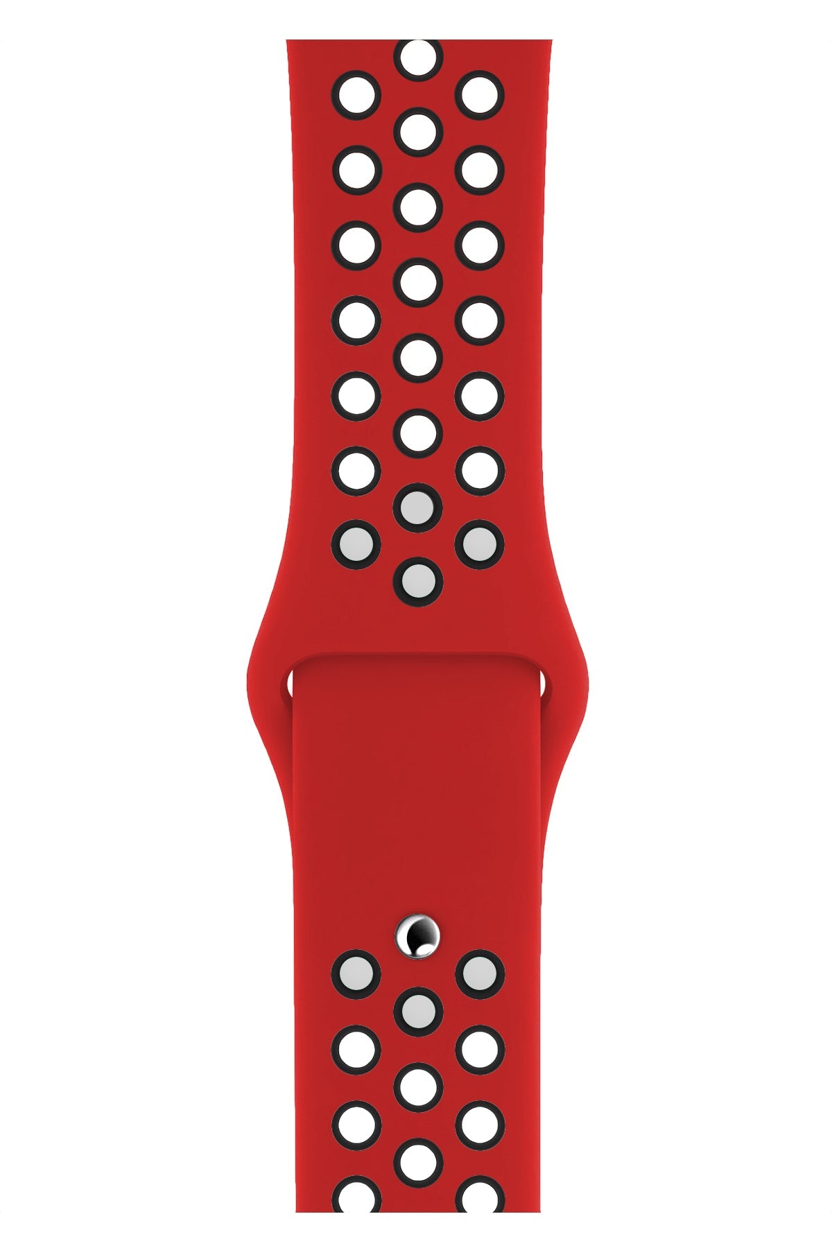 Apple Watch Uyumlu Silikon Delikli Spor Kordon Kırmızı Siyah