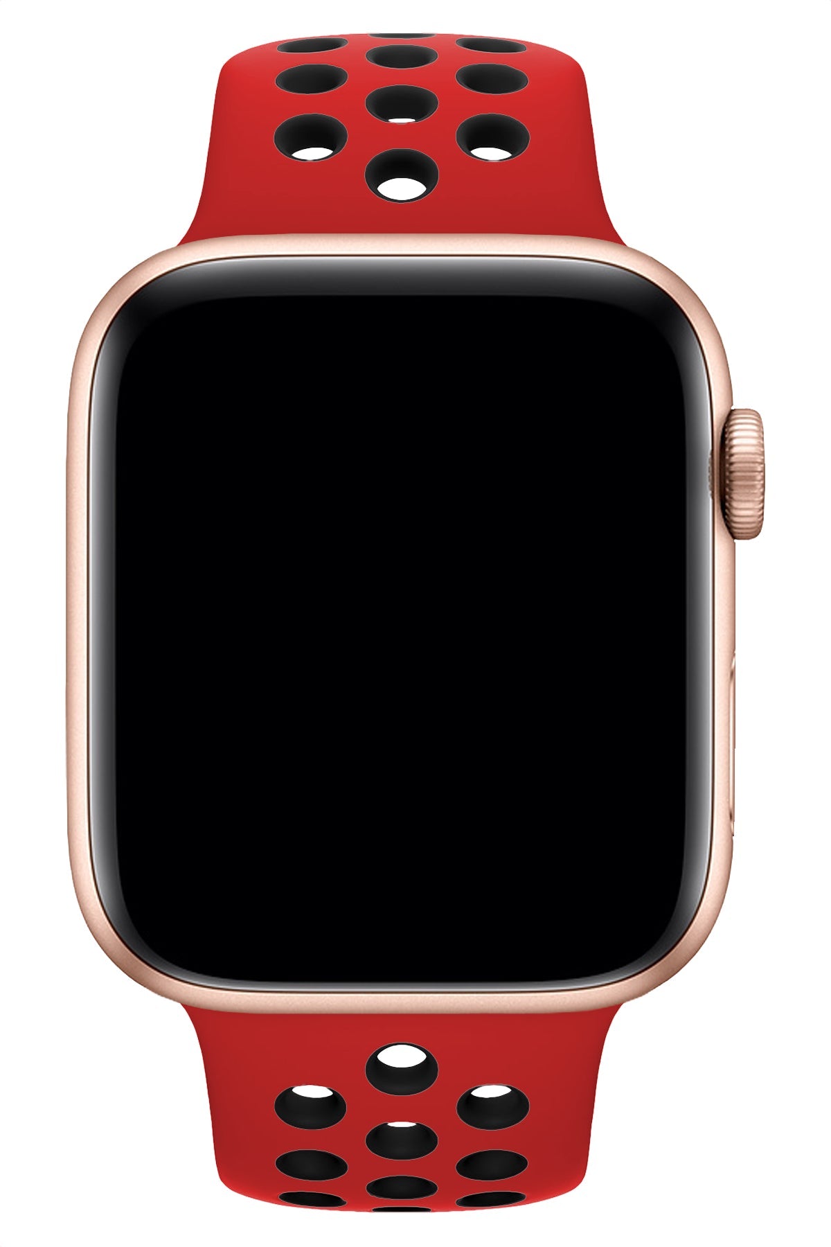 Apple Watch Uyumlu Silikon Delikli Spor Kordon Kırmızı Siyah