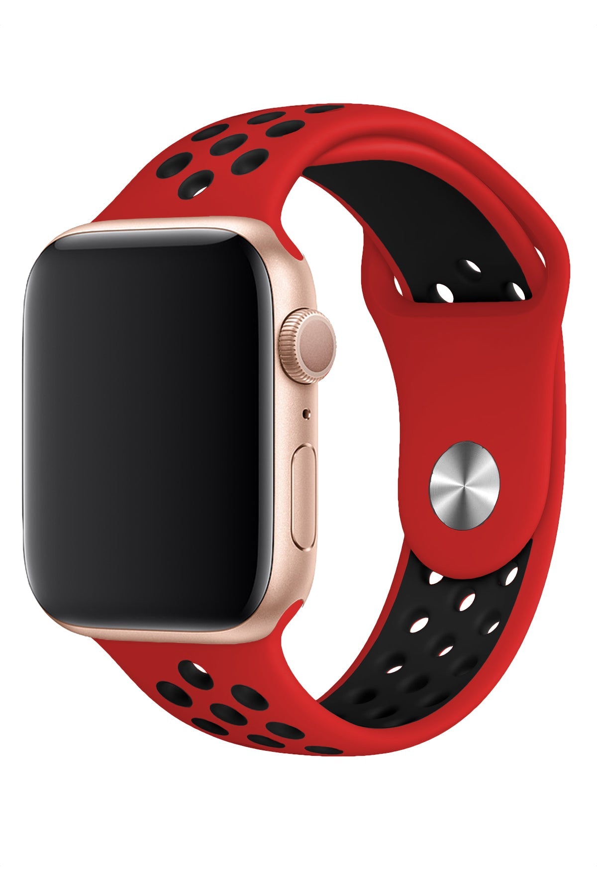 Apple Watch Uyumlu Silikon Delikli Spor Kordon Kırmızı Siyah