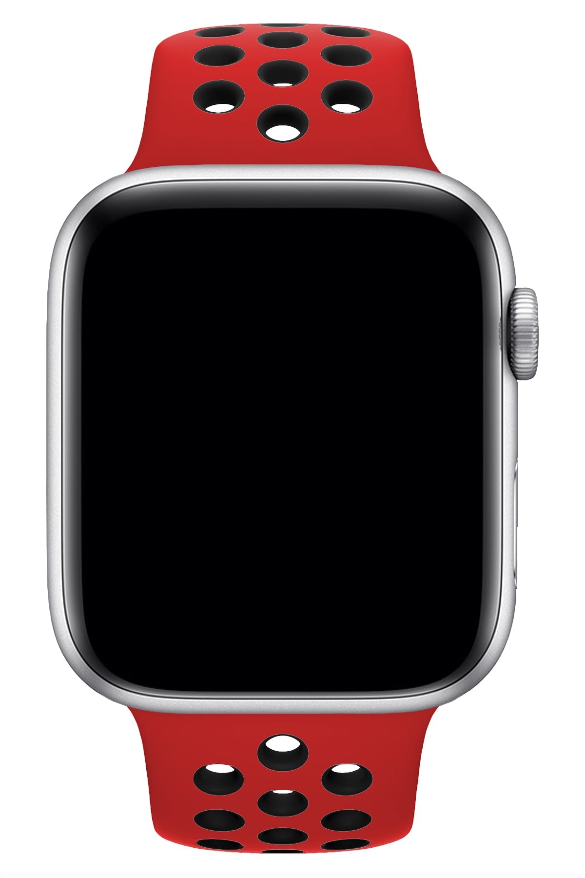 Apple Watch Uyumlu Silikon Delikli Spor Kordon Kırmızı Siyah