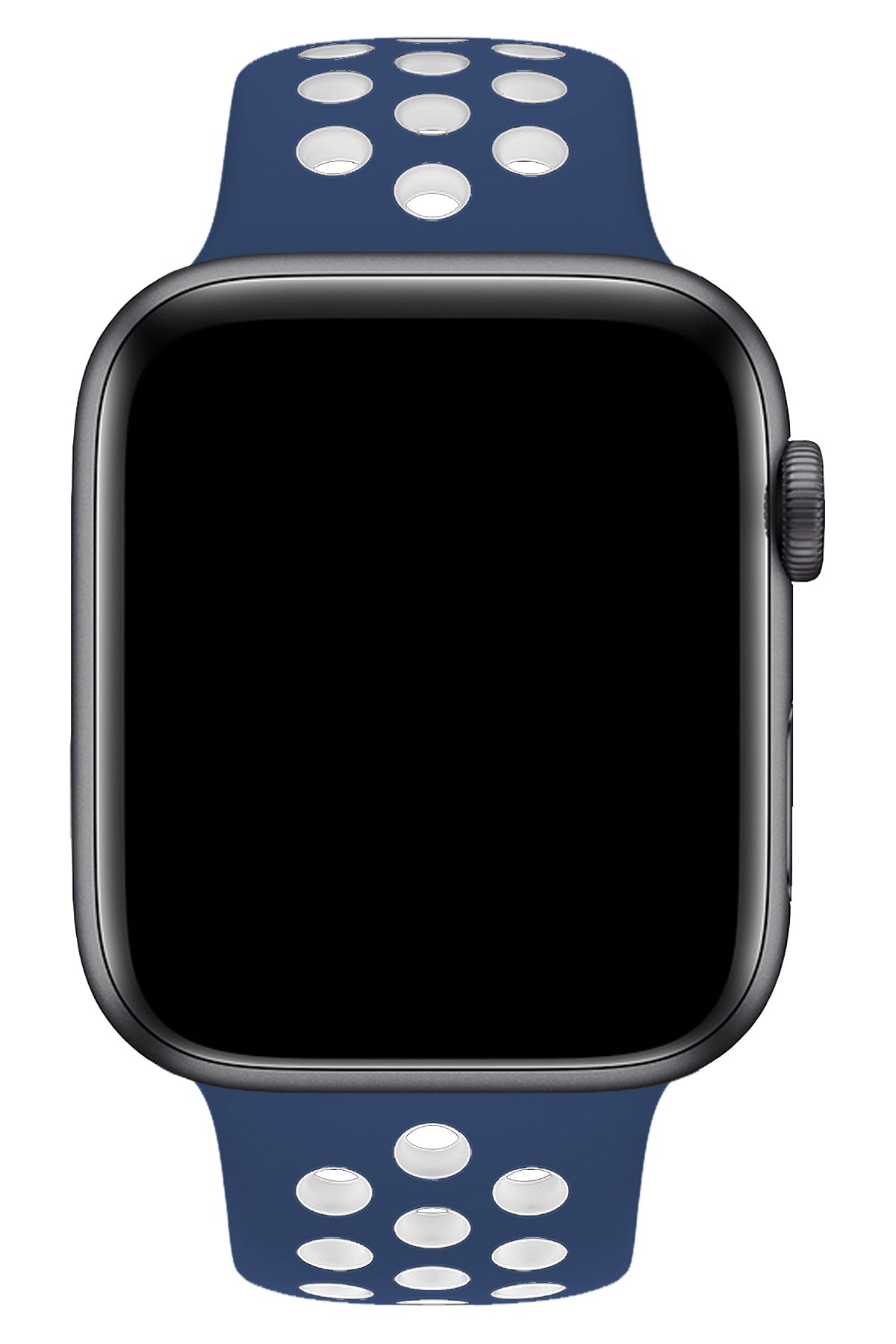 Apple Watch Uyumlu Silikon Delikli Spor Kordon Lacivert Beyaz