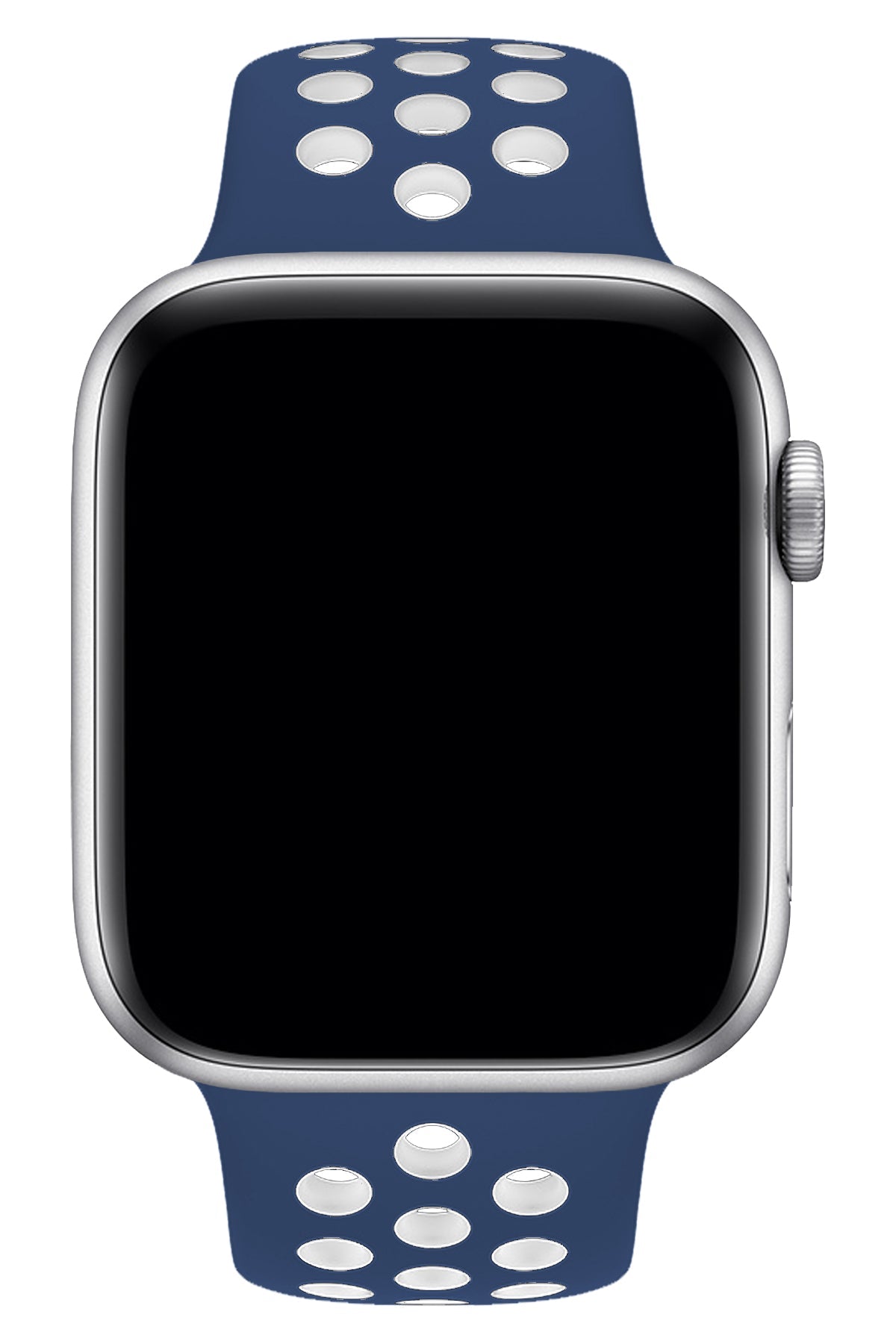 Apple Watch Uyumlu Silikon Delikli Spor Kordon Lacivert Beyaz