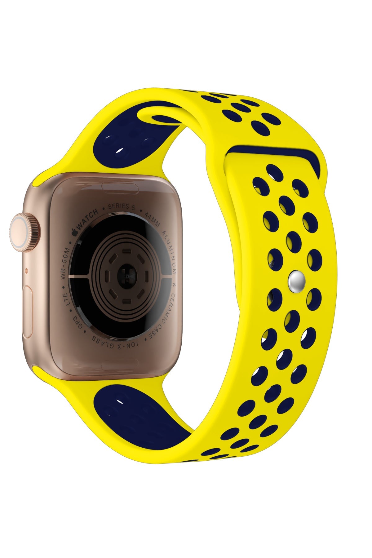 Apple Watch Uyumlu Silikon Delikli Spor Kordon Sarı Lacivert