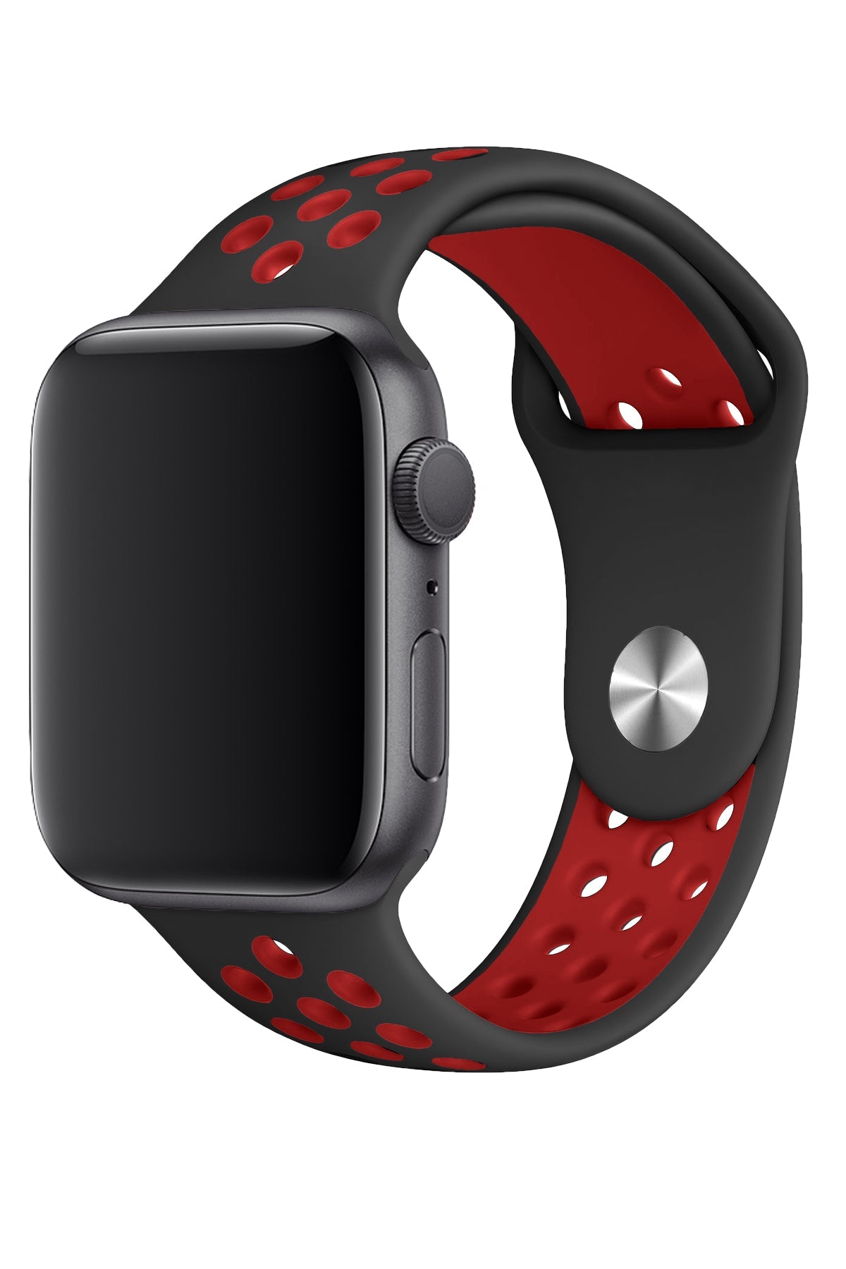 Apple Watch Uyumlu Silikon Delikli Spor Kordon Siyah Kırmızı