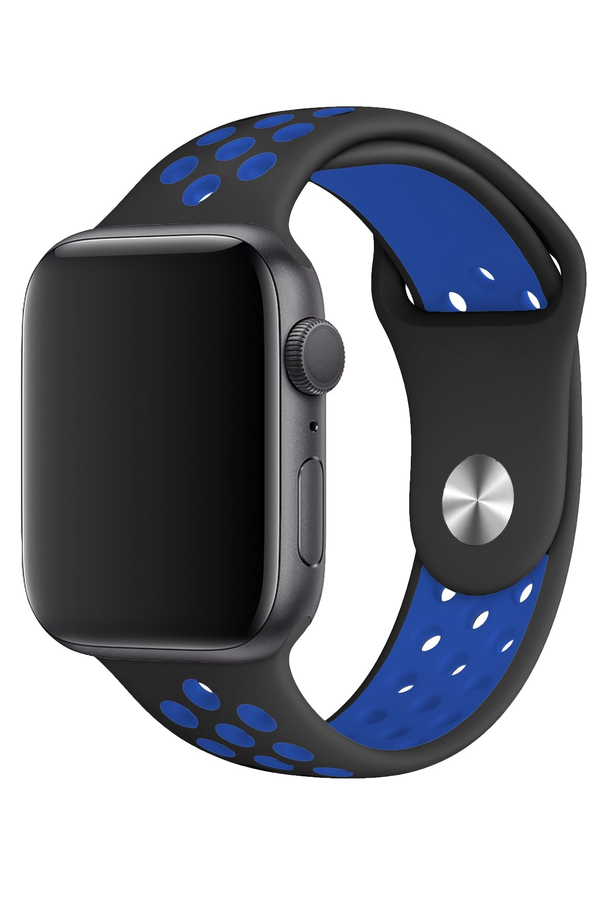 Apple Watch Uyumlu Silikon Delikli Spor Kordon Siyah Mavi