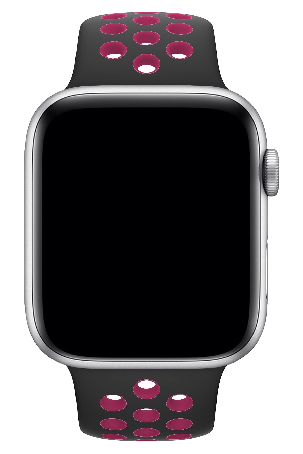 Apple Watch Uyumlu Silikon Delikli Spor Kordon Siyah Pembe