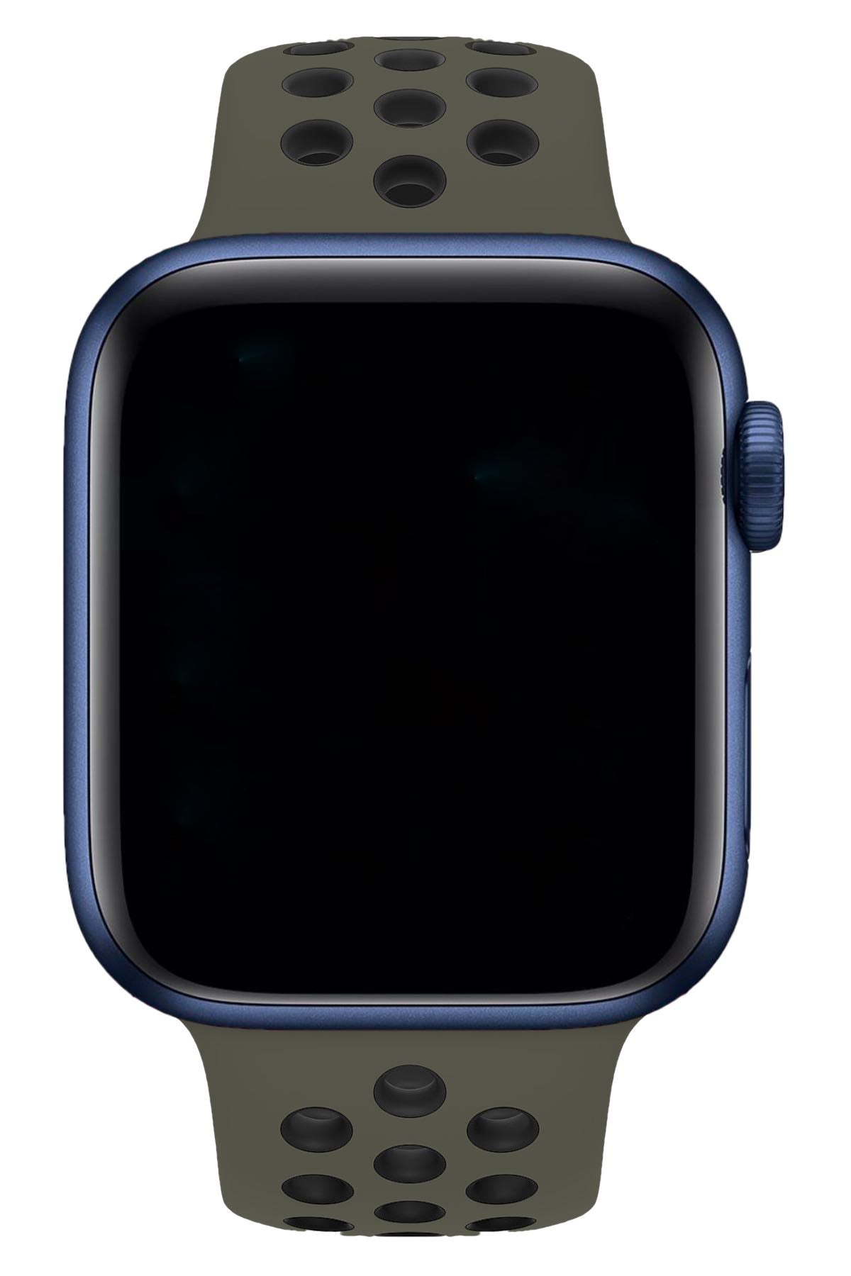 Apple Watch Uyumlu Silikon Delikli Spor Kordon Zeytin Yeşil