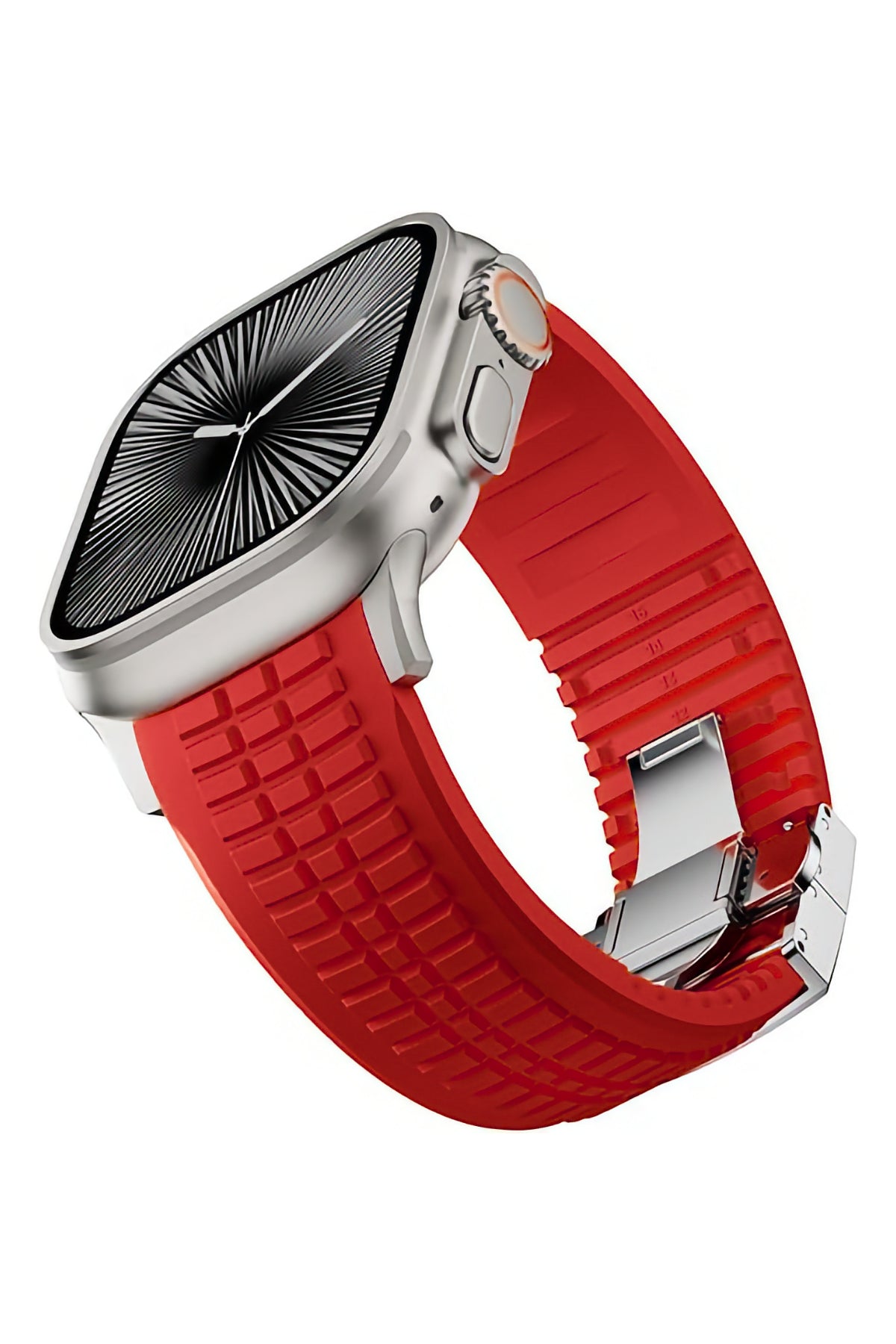 Apple Watch / Ultra Uyumlu Aqualink Kordon Heat Gümüş Toka