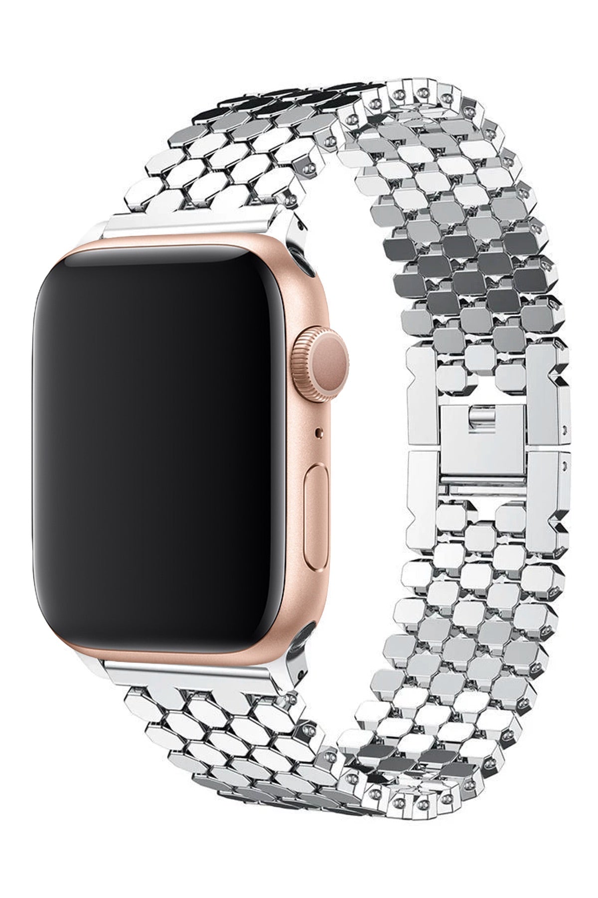 Apple Watch Uyumlu Simetro Loop Çelik Kordon Gümüş Gri