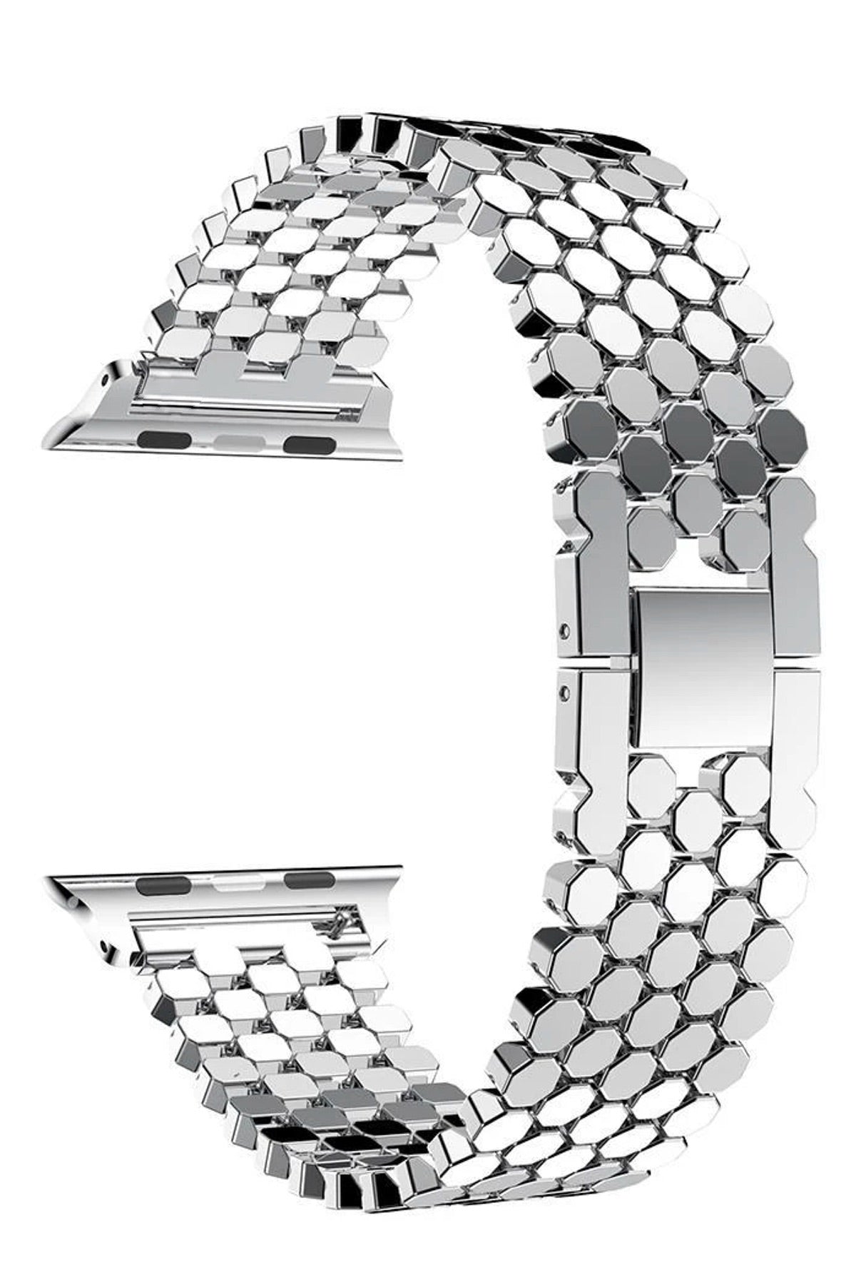 Apple Watch Uyumlu Simetro Loop Çelik Kordon Gümüş Gri