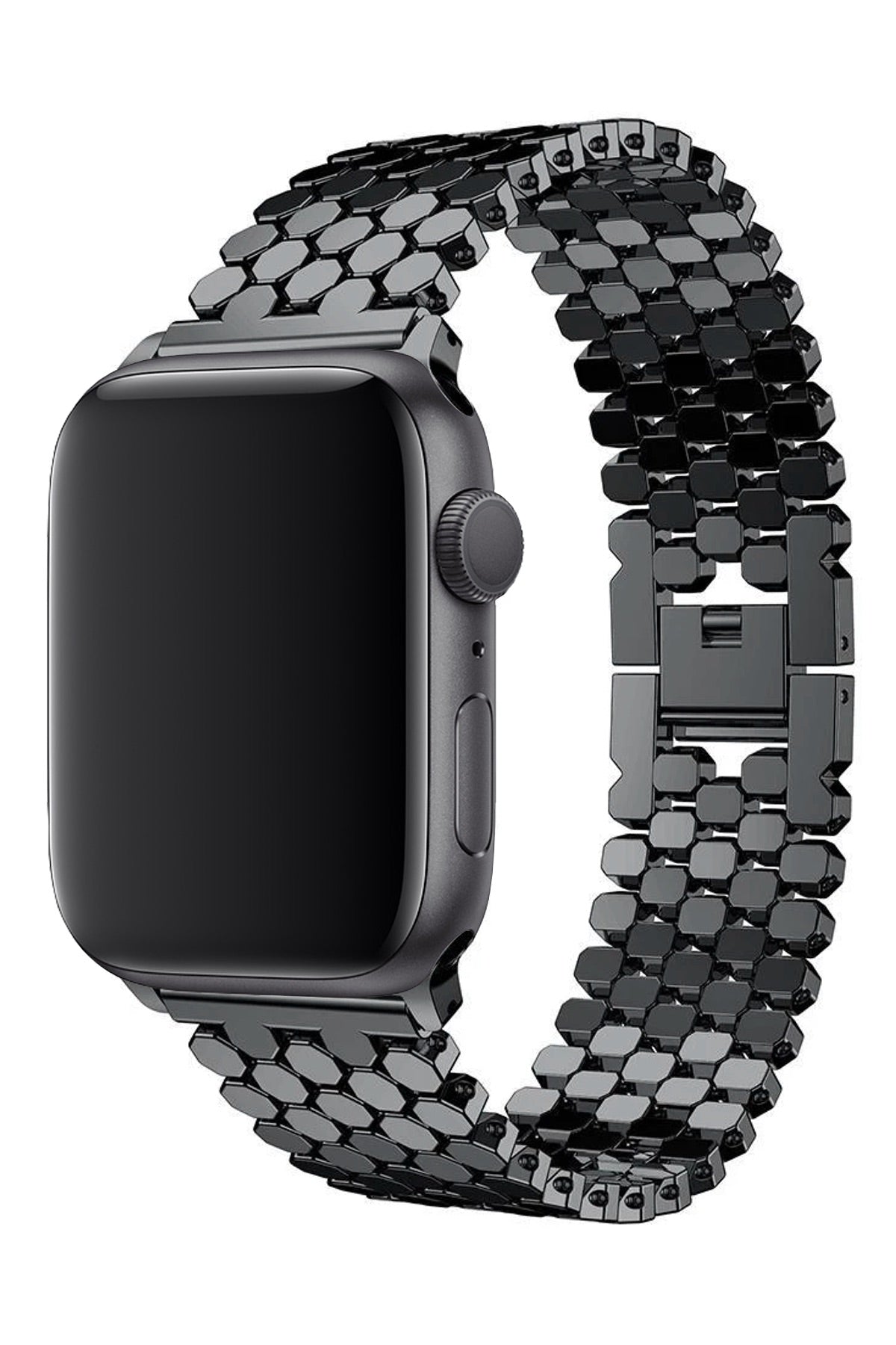Apple Watch Uyumlu Simetro Loop Çelik Kordon Siyah