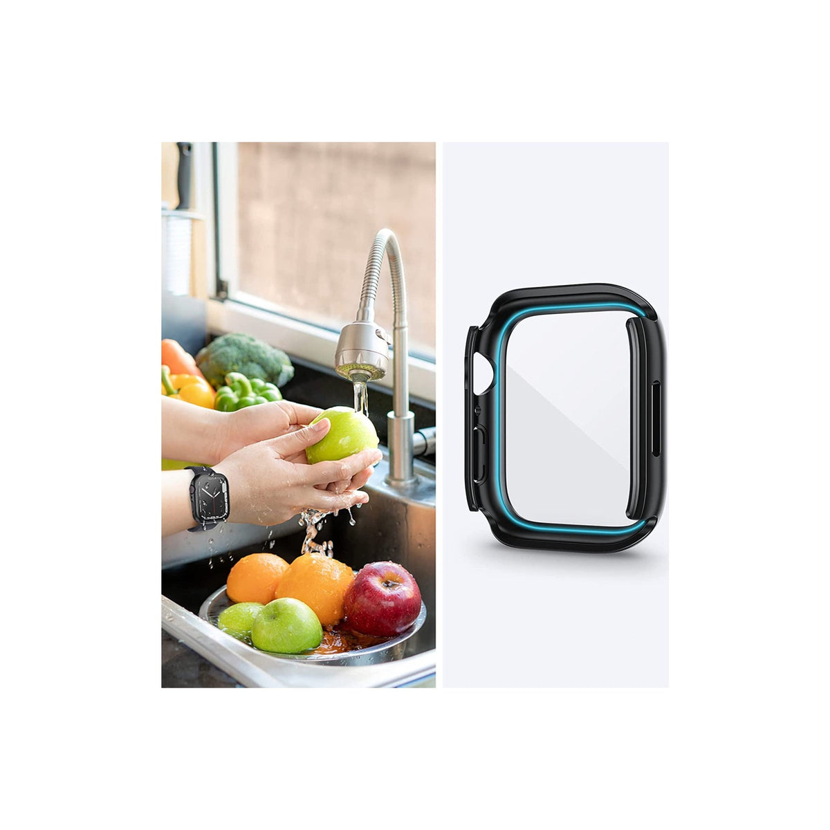 Apple Watch Uyumlu Ekran Koruyucu Kasa Suya Dayanıklı Dark Black