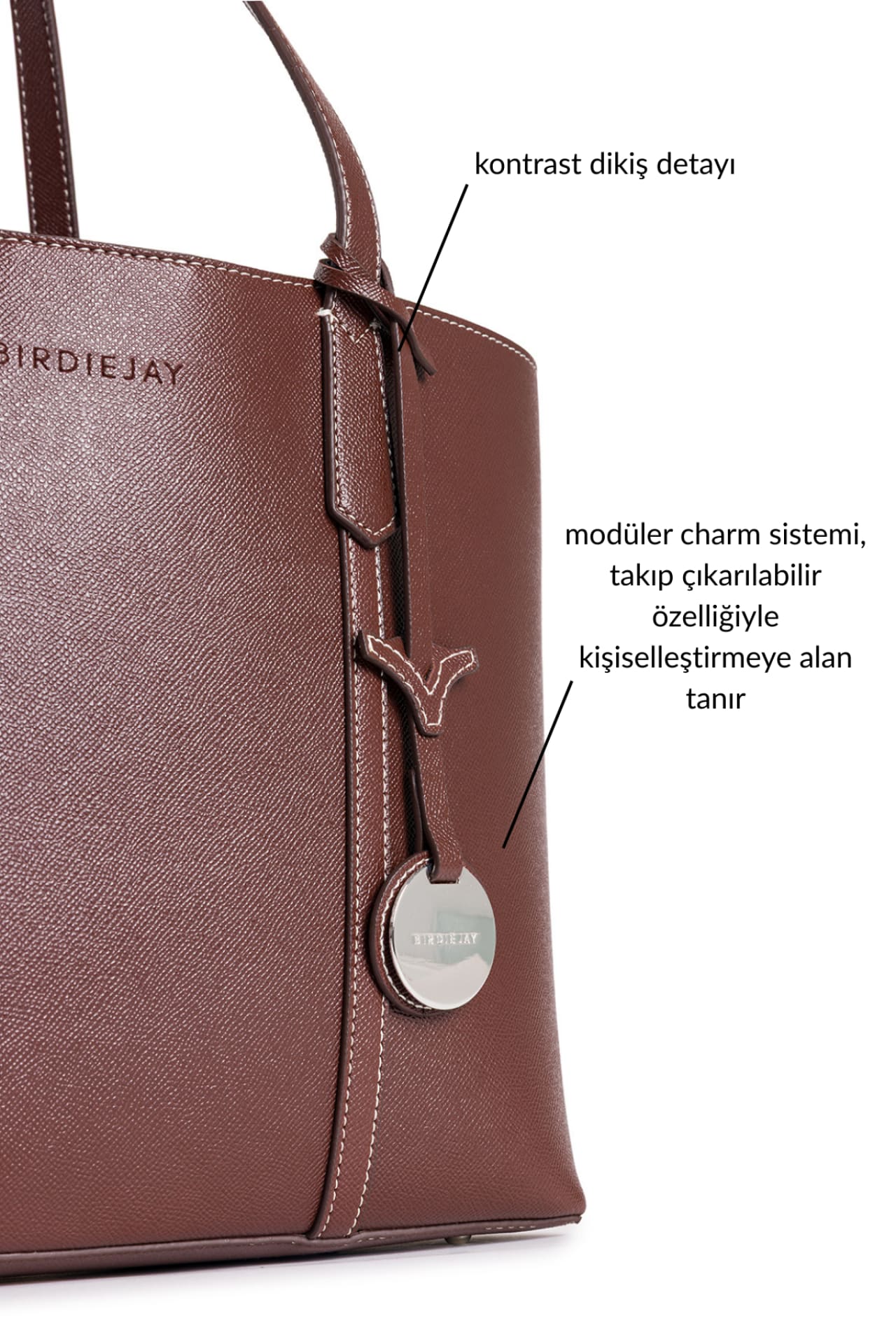 Birdiejay-Birdiebag Kahverengi̇ Tote Bag-Bez Çanta-5-Milagron.com