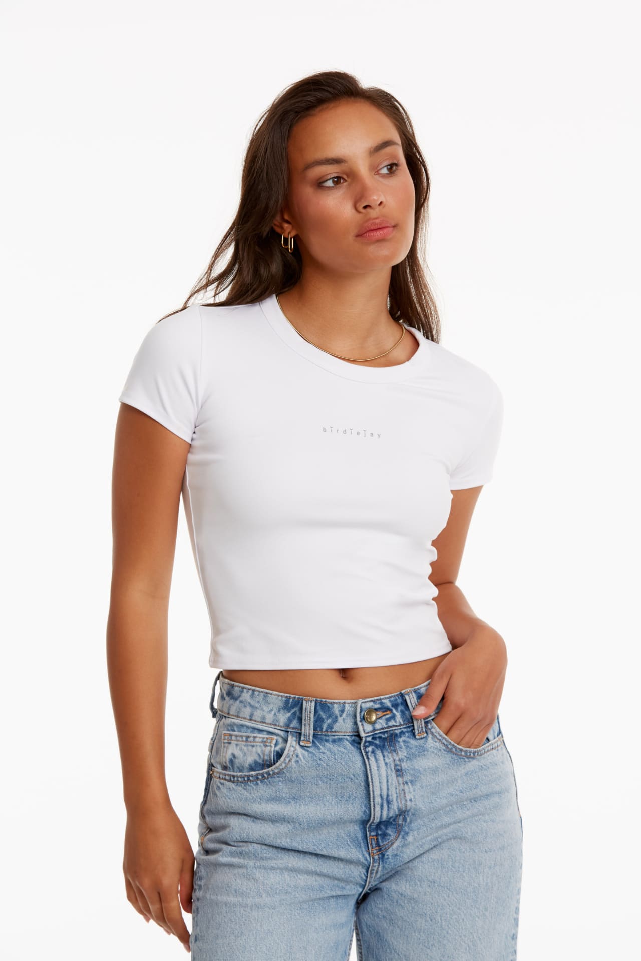 Birdiejay-Birdiesmooth Your New Go To Baby Tee Beyaz Kisa Kollu T Shirt-T-Shirts-4-Milagron.com