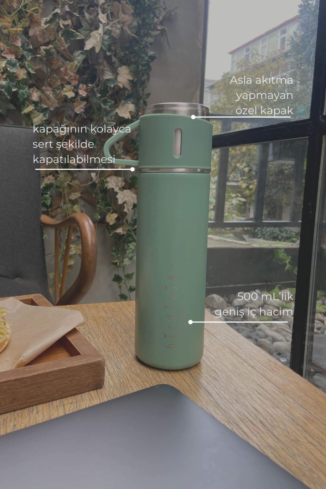 Birdiejay-Mildra Thermos Açık Turkuaz Çeli̇k Bardakli Termos-Termos-2-Milagron.com