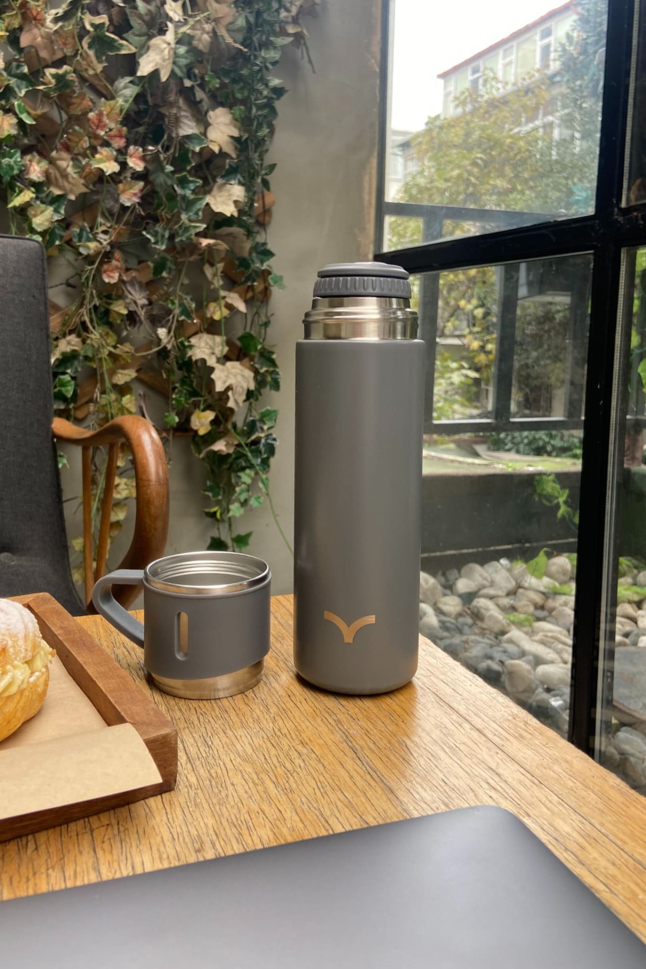 Birdiejay-Mildra Thermos Koyu Gri̇ Çeli̇k Bardakli Termos-Termos-8-Milagron.com