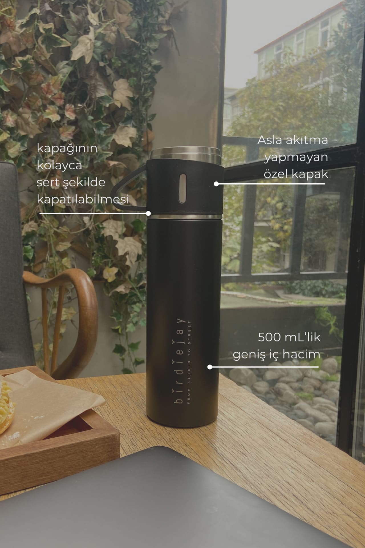 Birdiejay-Mildra Thermos Si̇yah Çeli̇k Bardakli Termos-Termos-2-Milagron.com