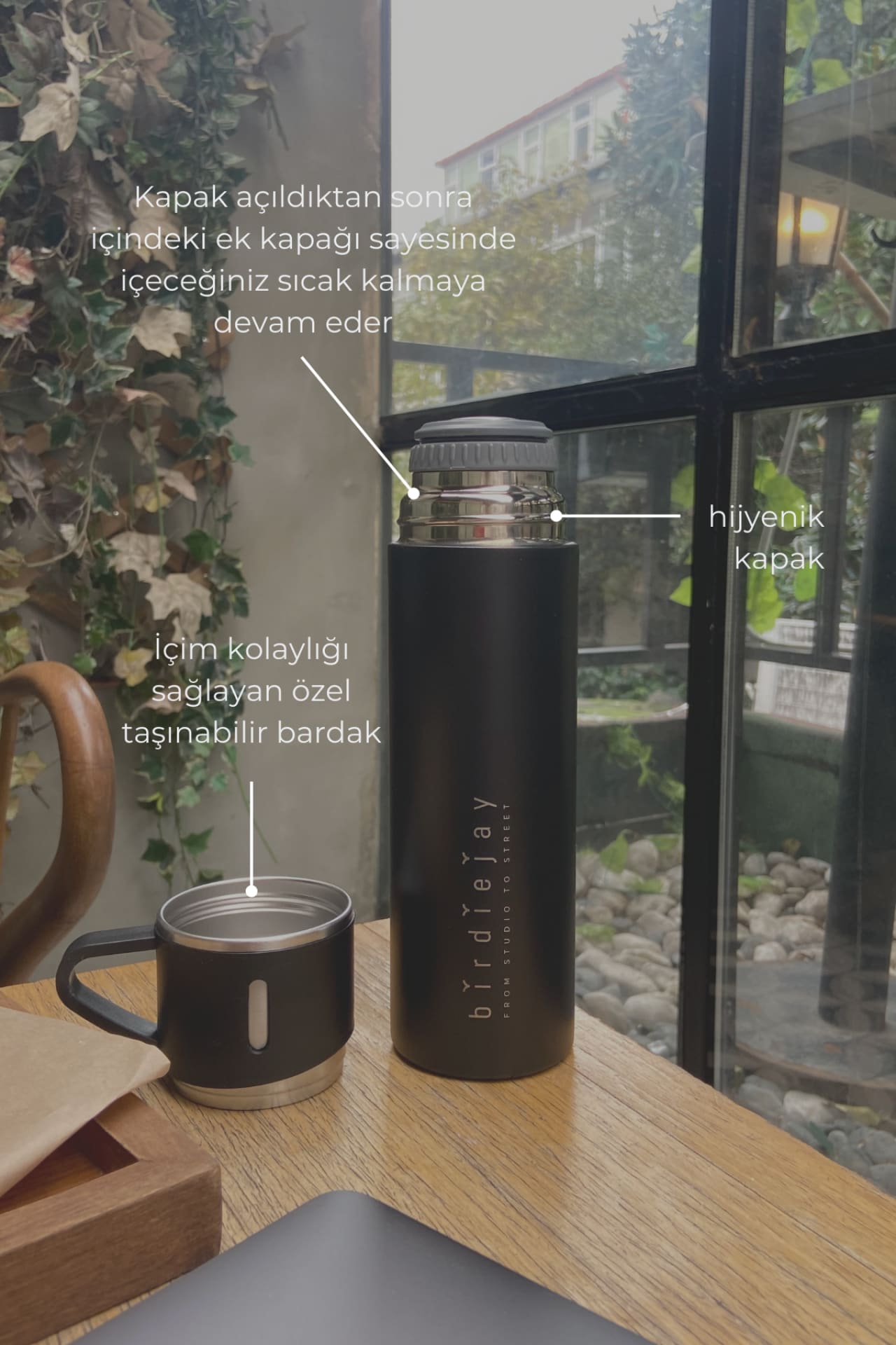 Birdiejay-Mildra Thermos Si̇yah Çeli̇k Bardakli Termos-Termos-3-Milagron.com