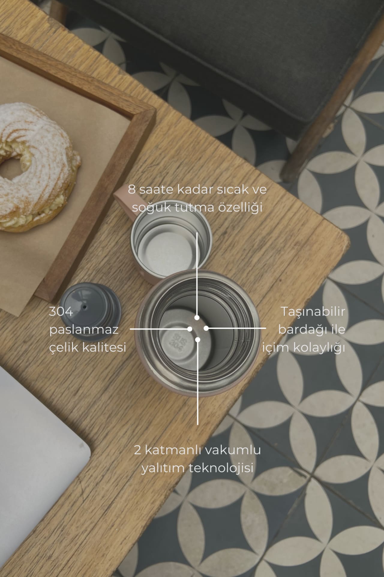 Birdiejay-Mildra Thermos Toz Pembe Çeli̇k Bardakli Termos-Termos-4-Milagron.com