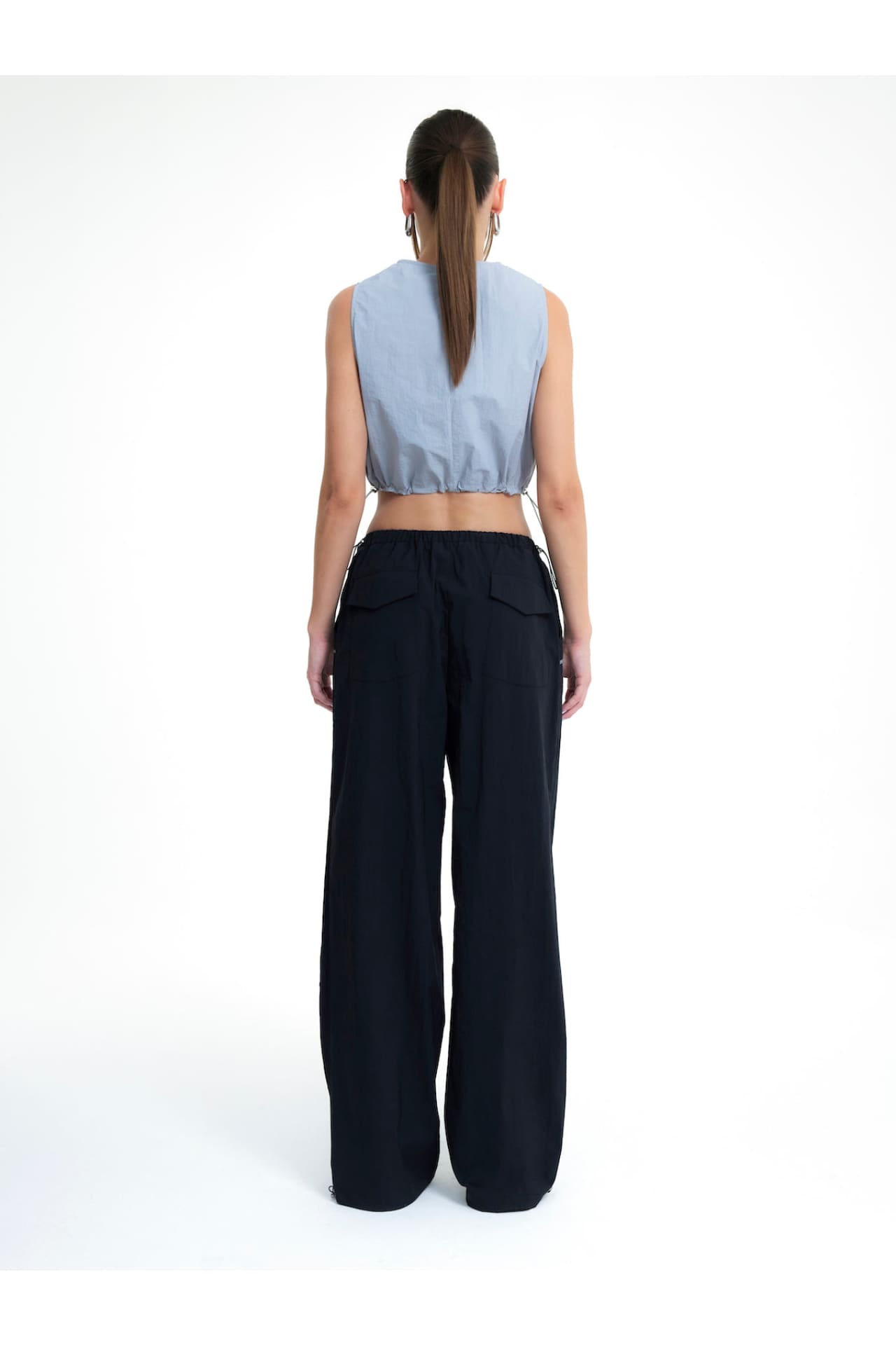 Birdiejay-Morpho Aurora Reflekti̇f Detaylı Paraşüt Pantolon Si̇yah-Pantolon-4-Milagron.com