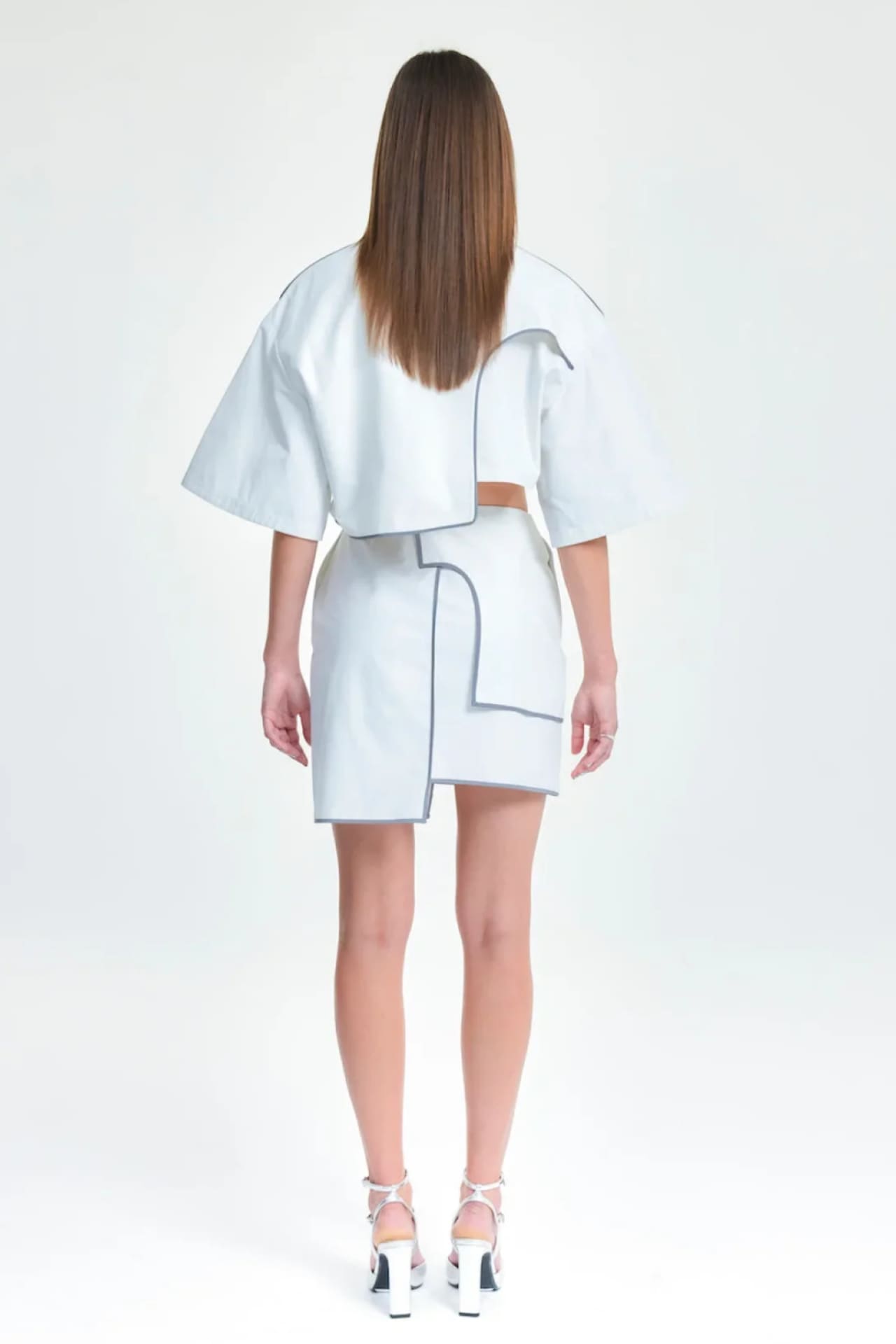 Birdiejay-Morpho Menelauss Reflekti̇f Detaylı Etek Kemi̇k Beyazı-Etek-3-Milagron.com