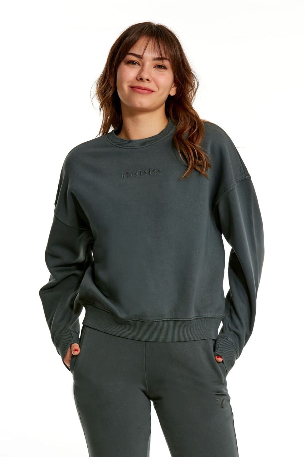Birdiejay-Over The Clouds Gri̇ Oversize Sweatshirt-Sweatshirts & Hoodies-1-Milagron.com