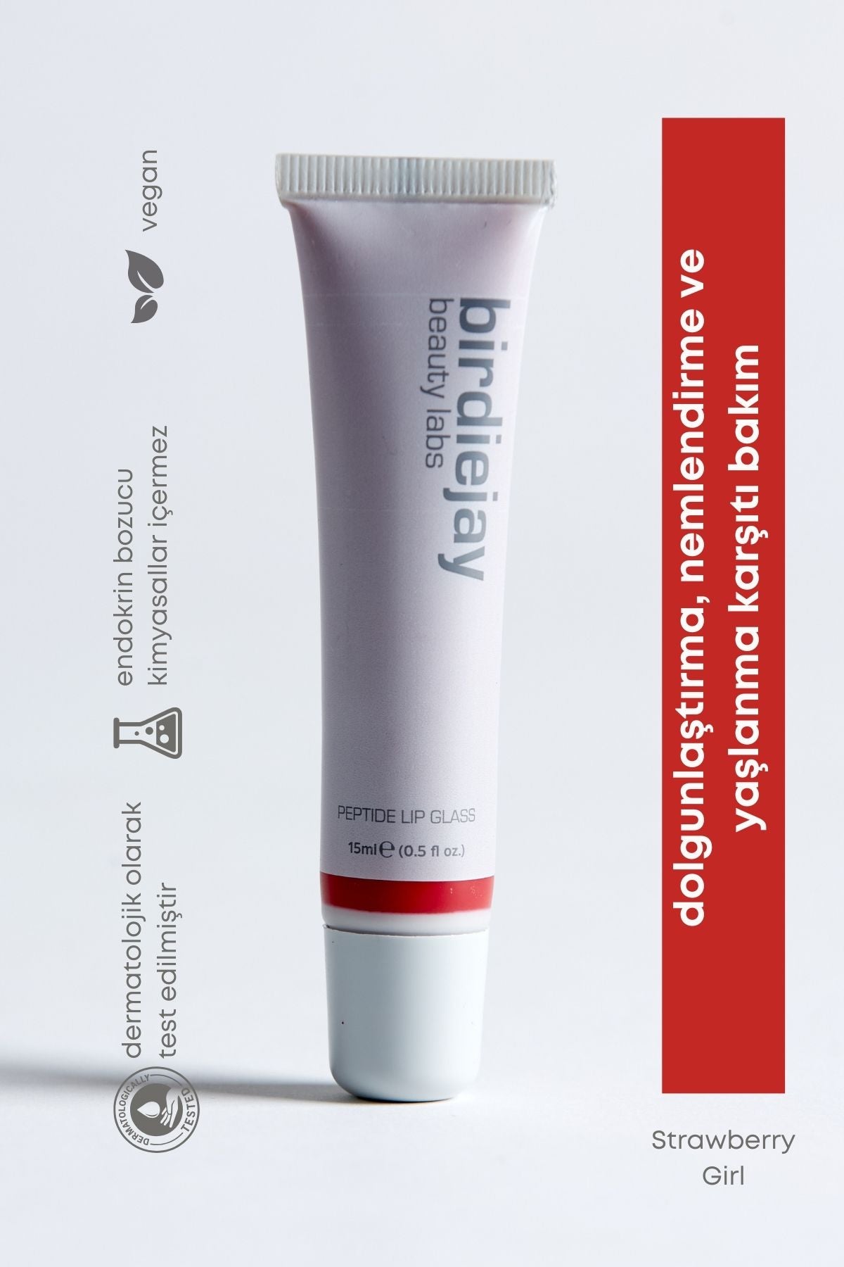 Birdiejay-Peptide Lip Glass Strawberry Girl-Lip Balm-1-Milagron.com