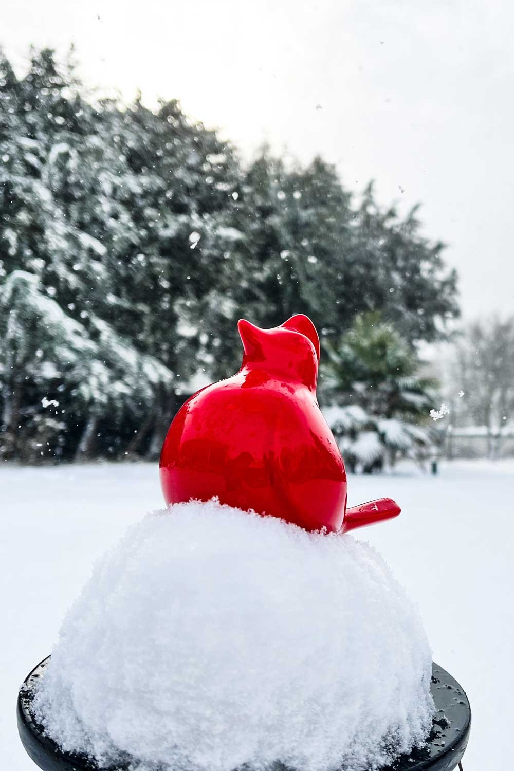 Bitti Gitti-Seramik Kırmızı Kardinal Masa Heykeli-Heykel-3-Milagron.com