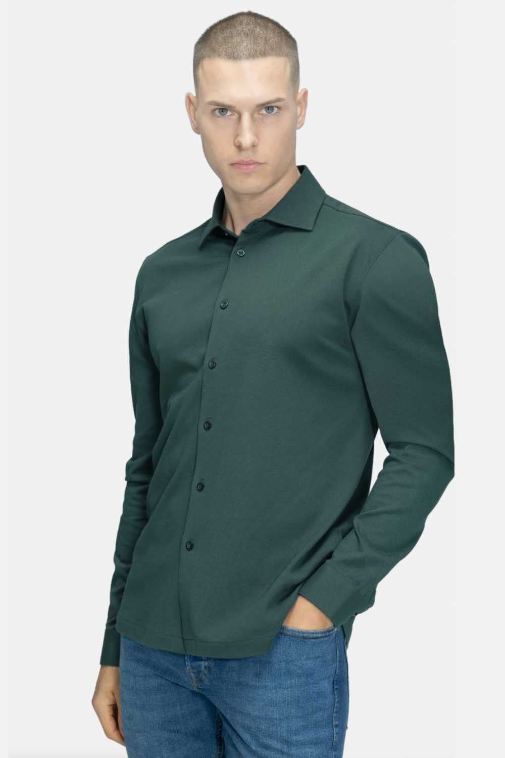 Blinky London-Erkek Merserize Haki Yeşil Pike Gömlek-Gömlek-1-Milagron.com