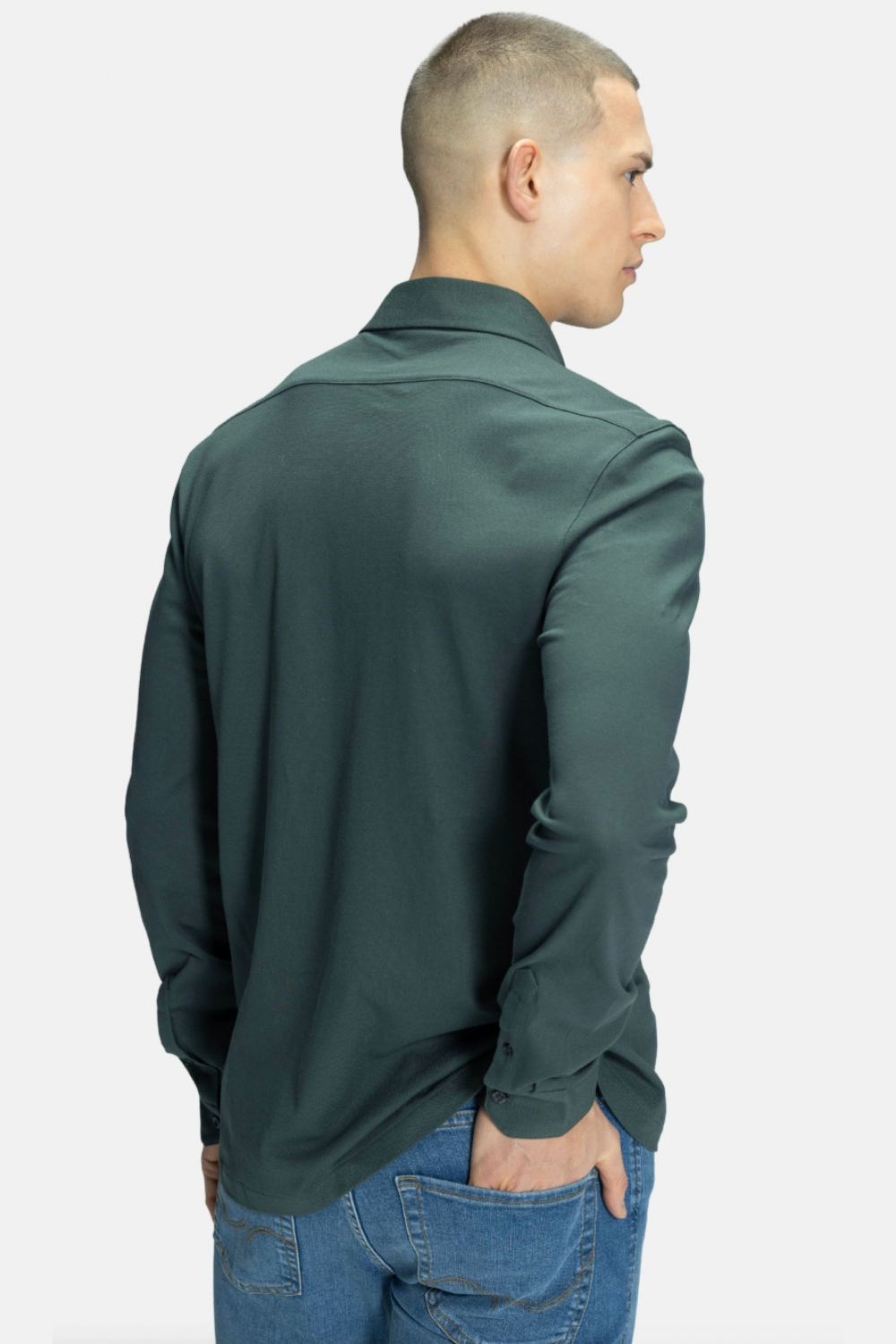 Blinky London-Erkek Merserize Haki Yeşil Pike Gömlek-Gömlek-2-Milagron.com