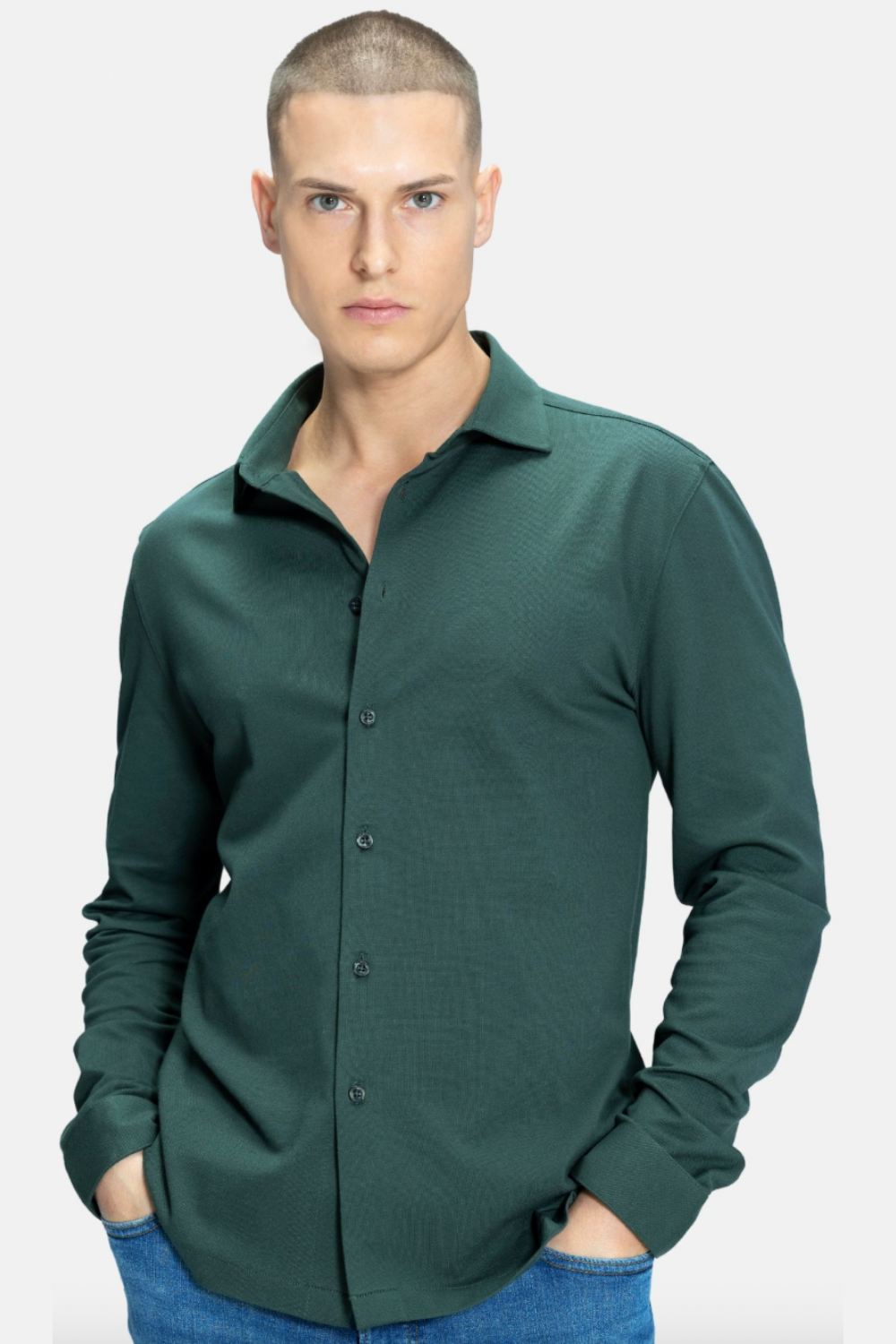 Blinky London-Erkek Merserize Haki Yeşil Pike Gömlek-Gömlek-3-Milagron.com