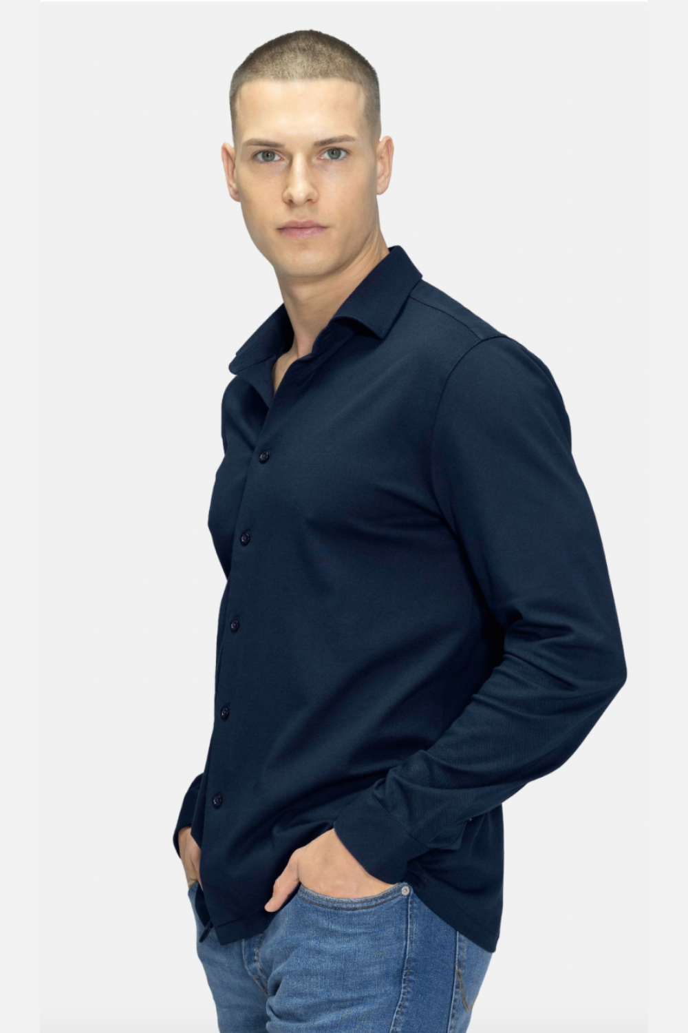 Blinky London-Erkek Merserize Lacivert Pike Gömlek-Gömlek-1-Milagron.com