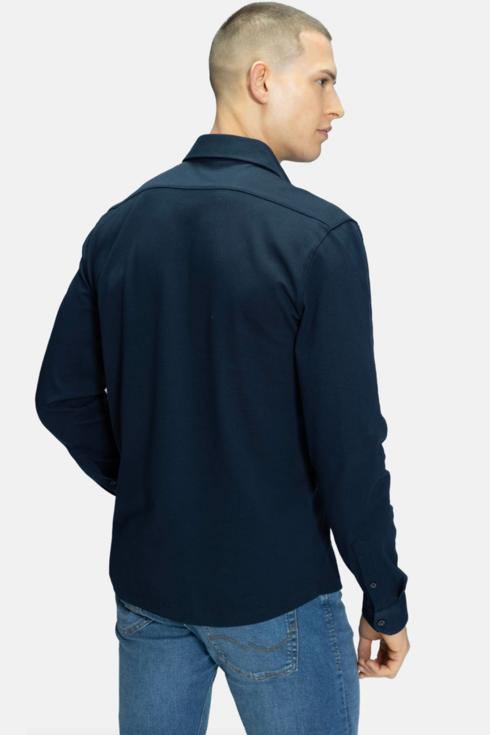 Blinky London-Erkek Merserize Lacivert Pike Gömlek-Gömlek-2-Milagron.com