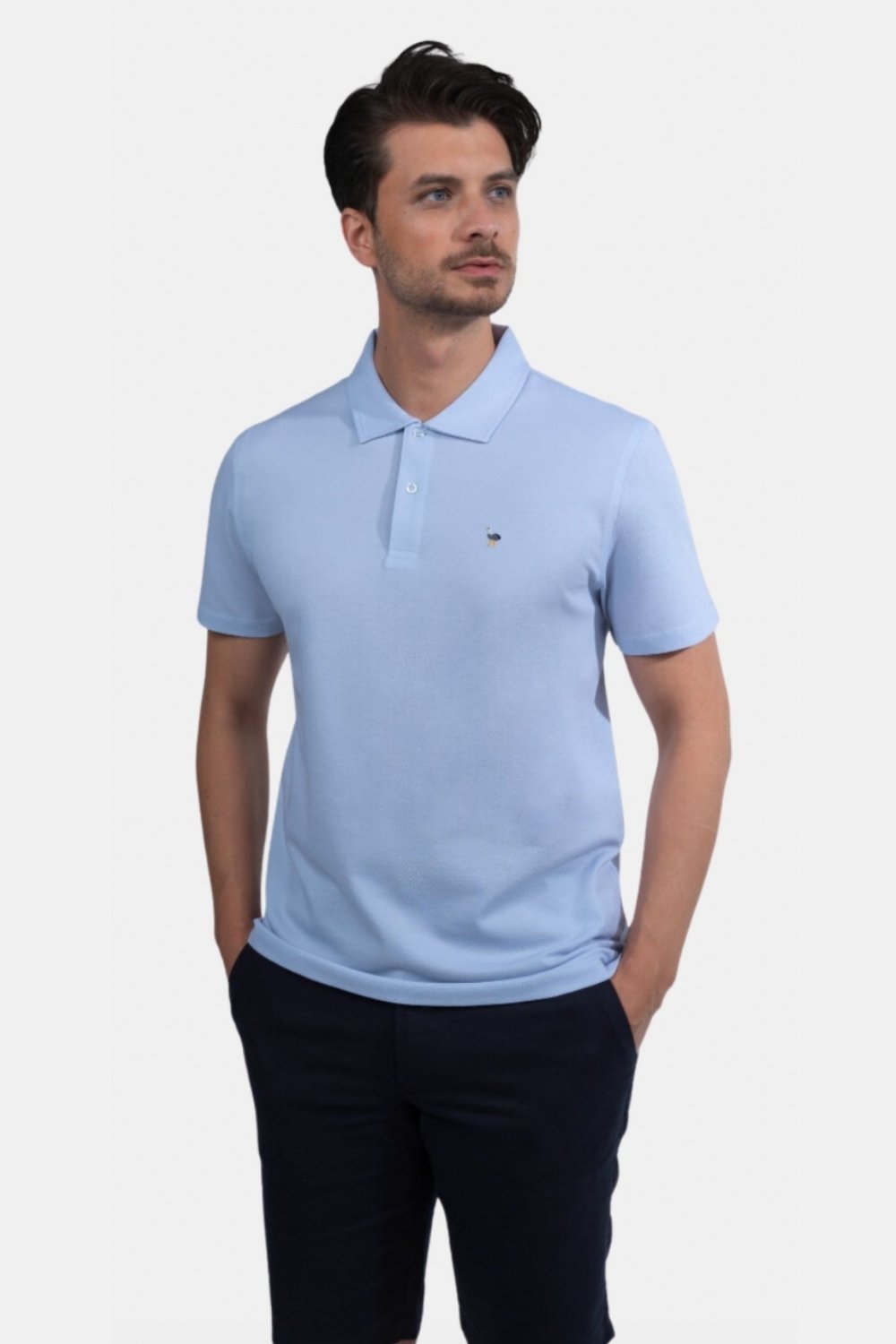 Blinky London-Erkek Merserize Polo Yaka Açık Mavi T-shirt-T-Shirts-1-Milagron.com