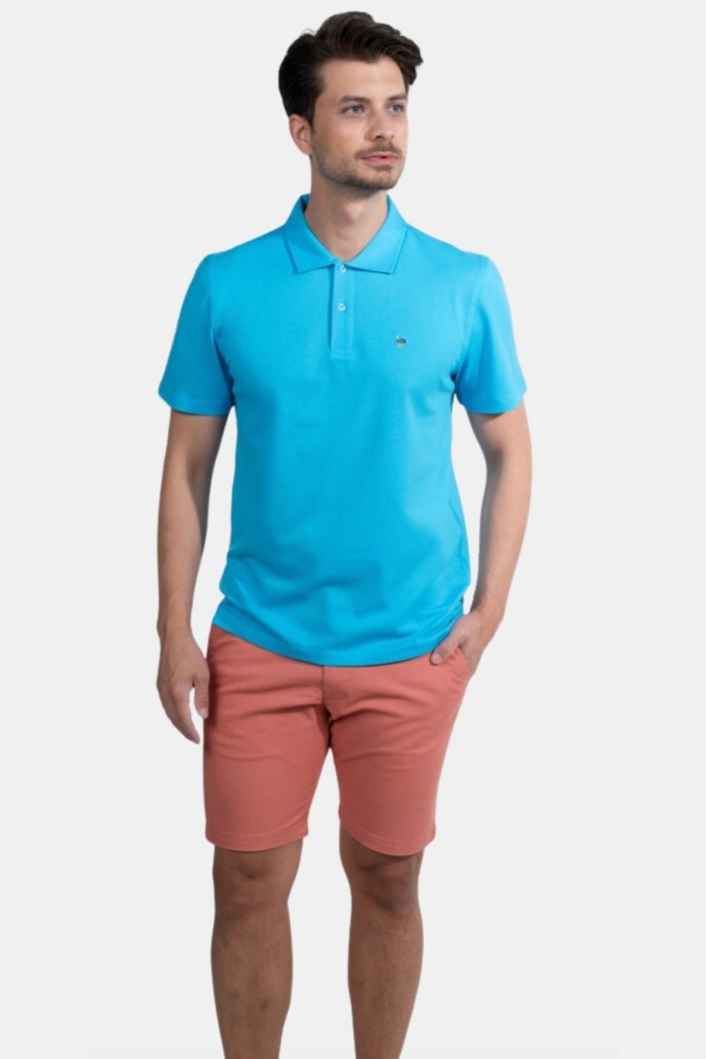 Blinky London-Erkek Merserize Polo Yaka Mavi T-shirt-T-Shirts-1-Milagron.com