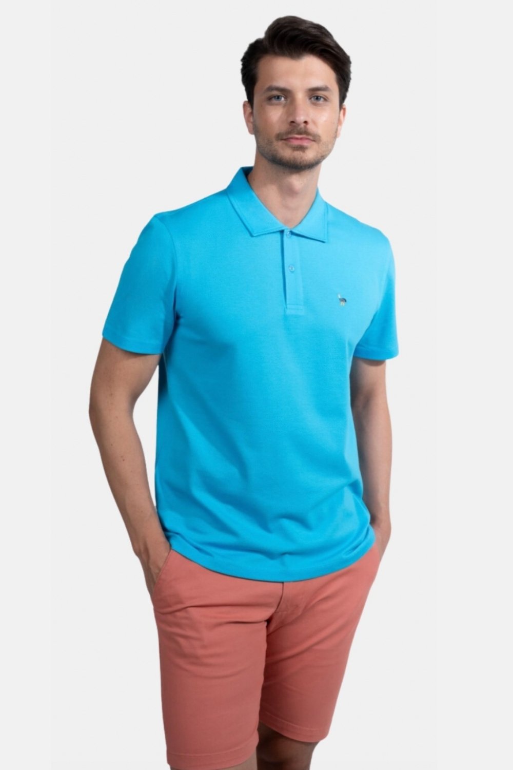 Blinky London-Erkek Merserize Polo Yaka Mavi T-shirt-T-Shirts-3-Milagron.com